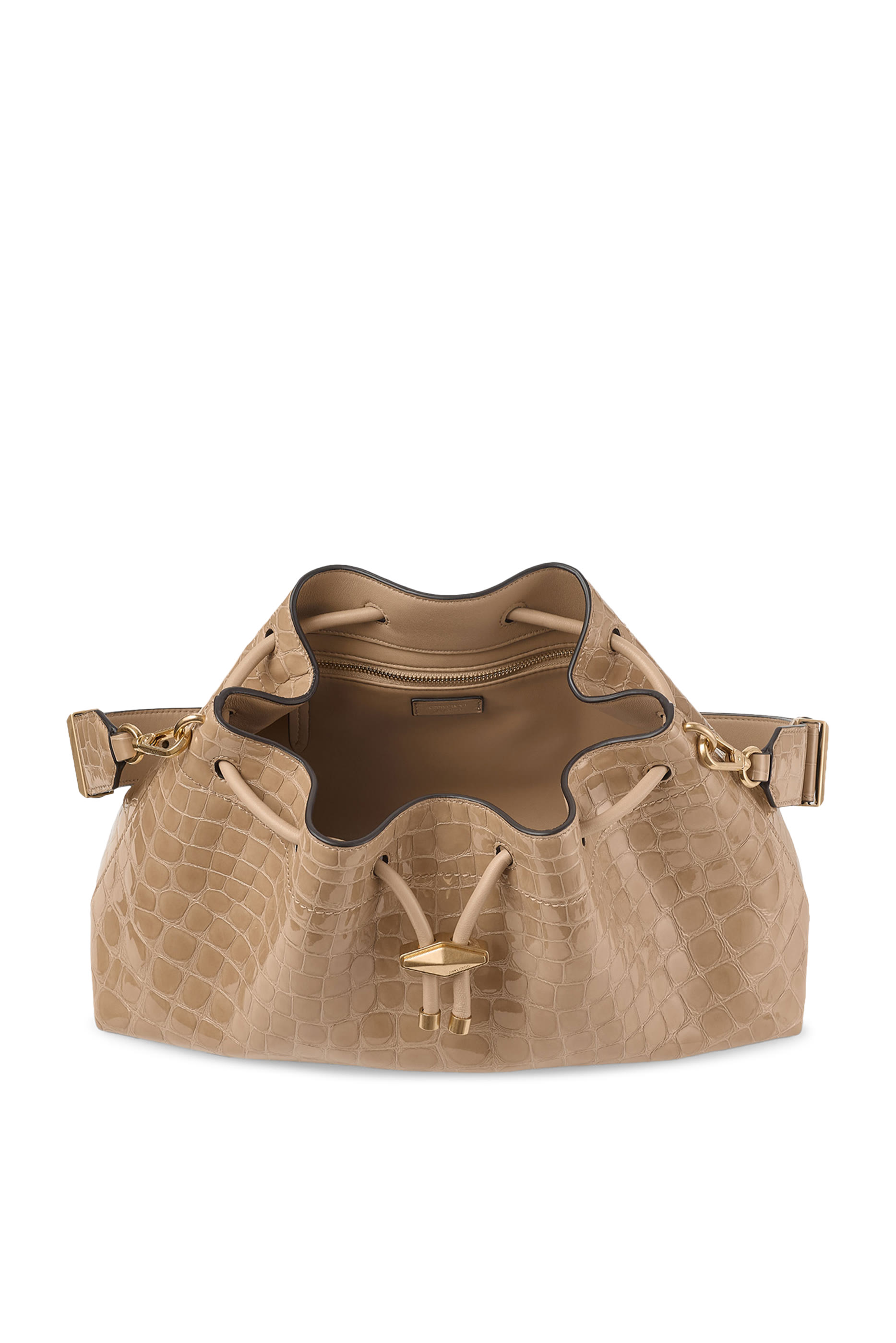 Cinch Croc-Embossed Medium Leather Bag