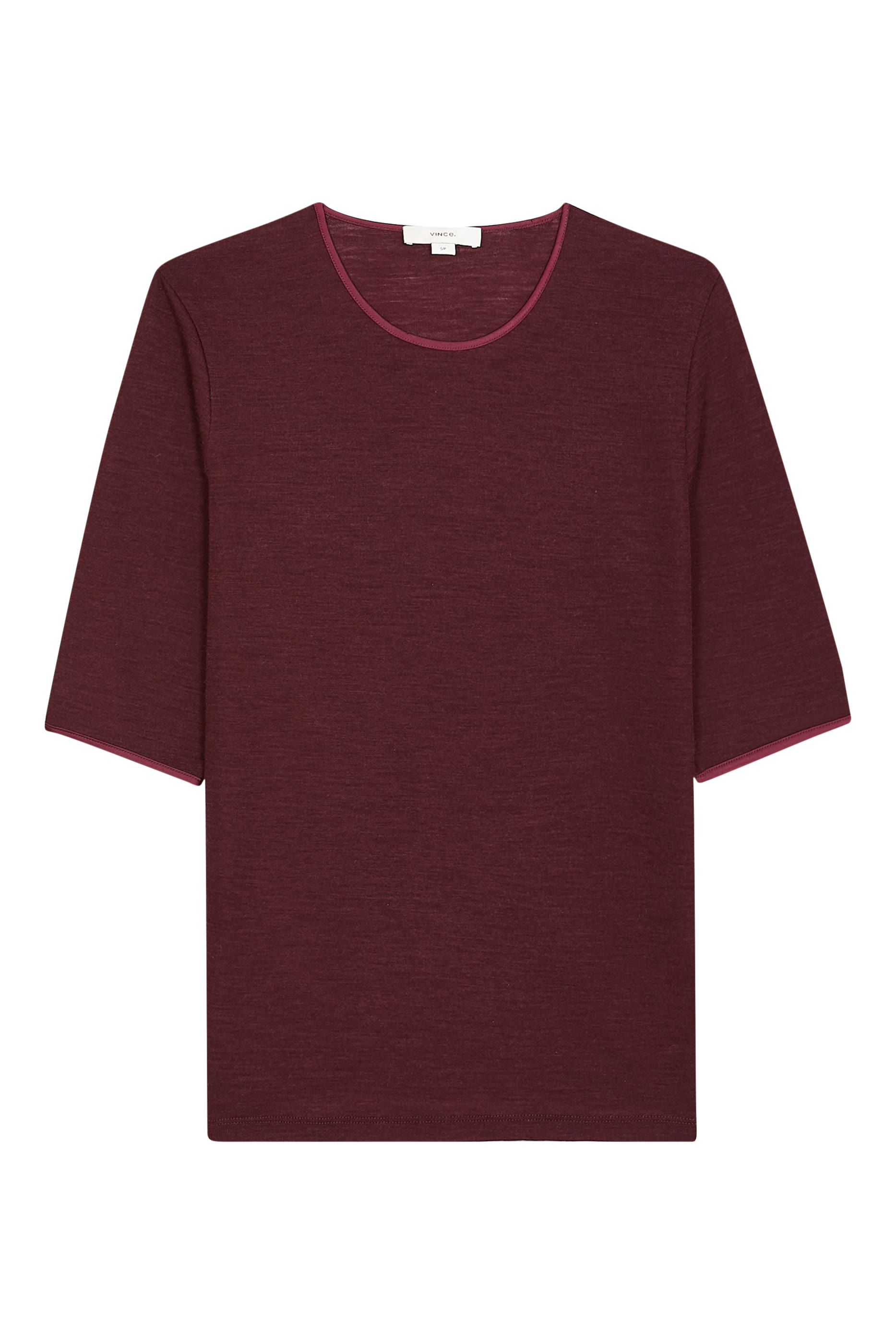 Satin-Trim Wool Elbow-Sleeve T-Shirt 
