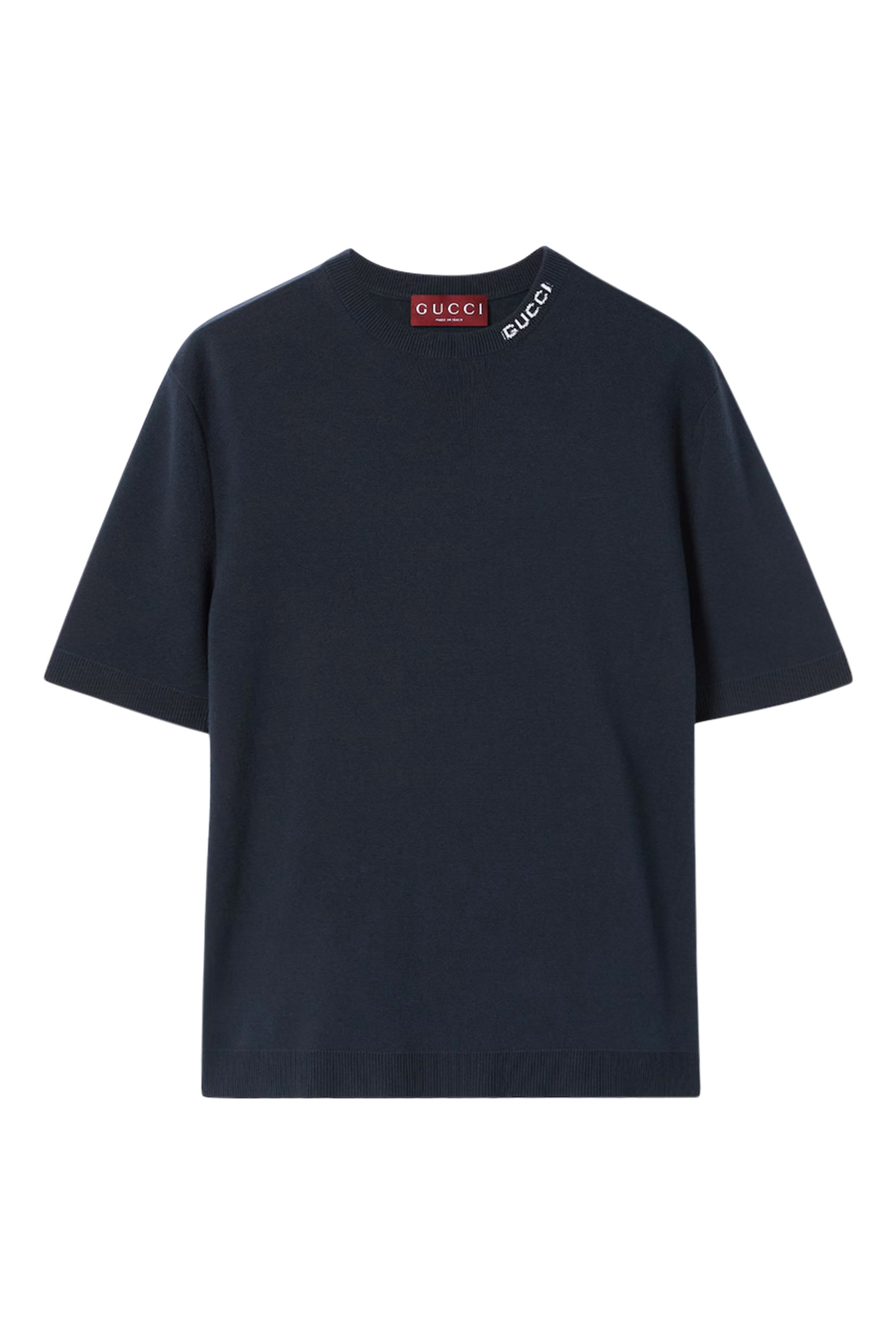 Silk Cotton T-Shirt with Intarsia