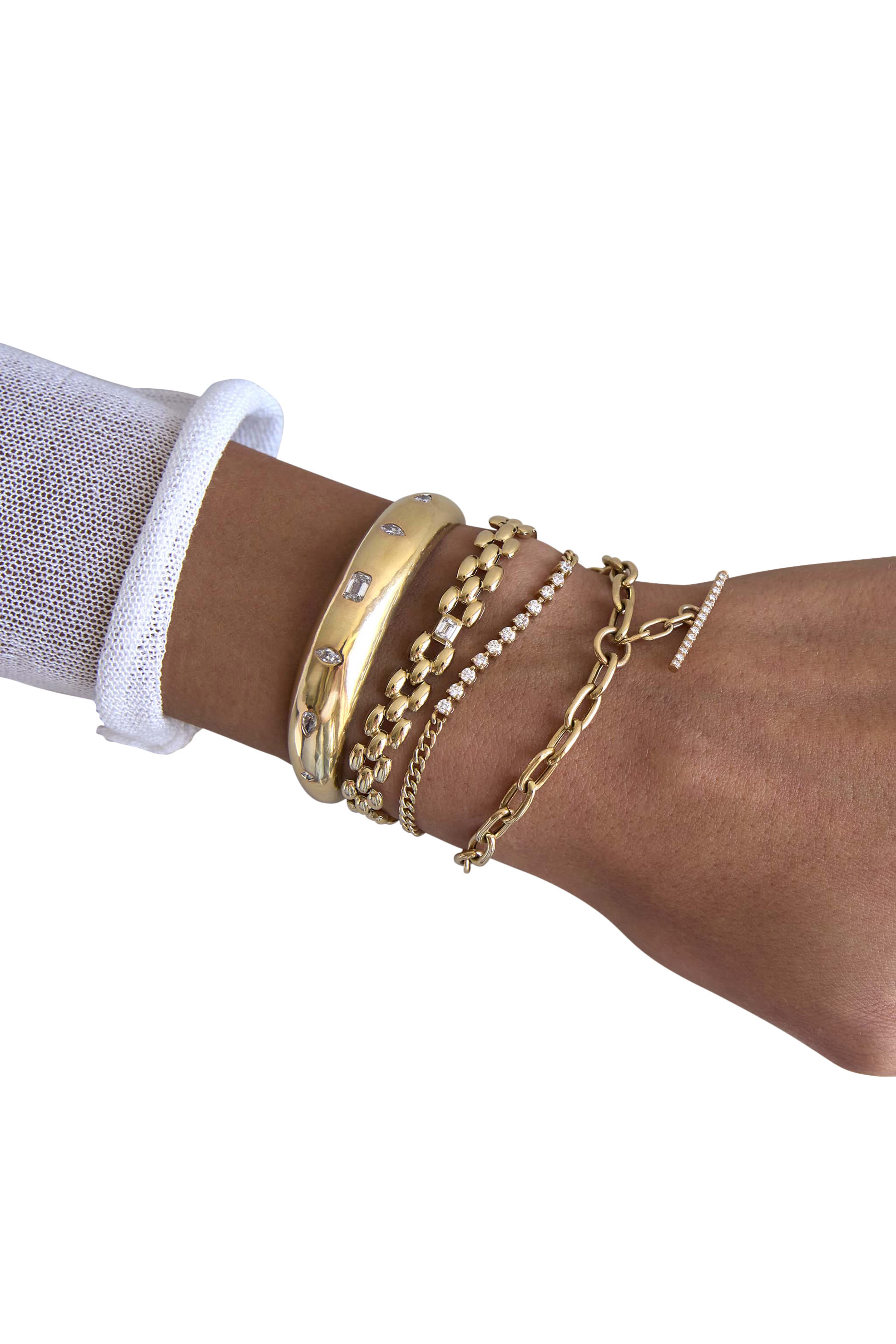 Small Curb Chain Bracelet, 14K Yellow Gold