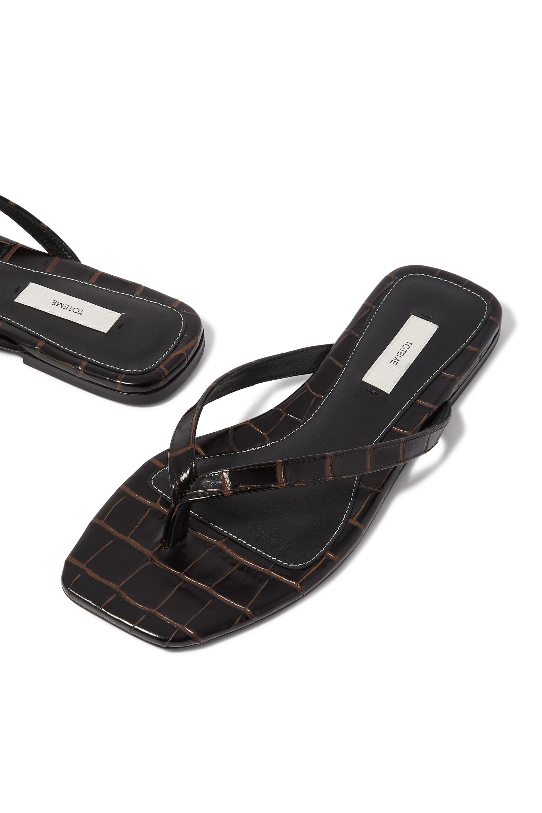 Croco-Embossed Flip Flops