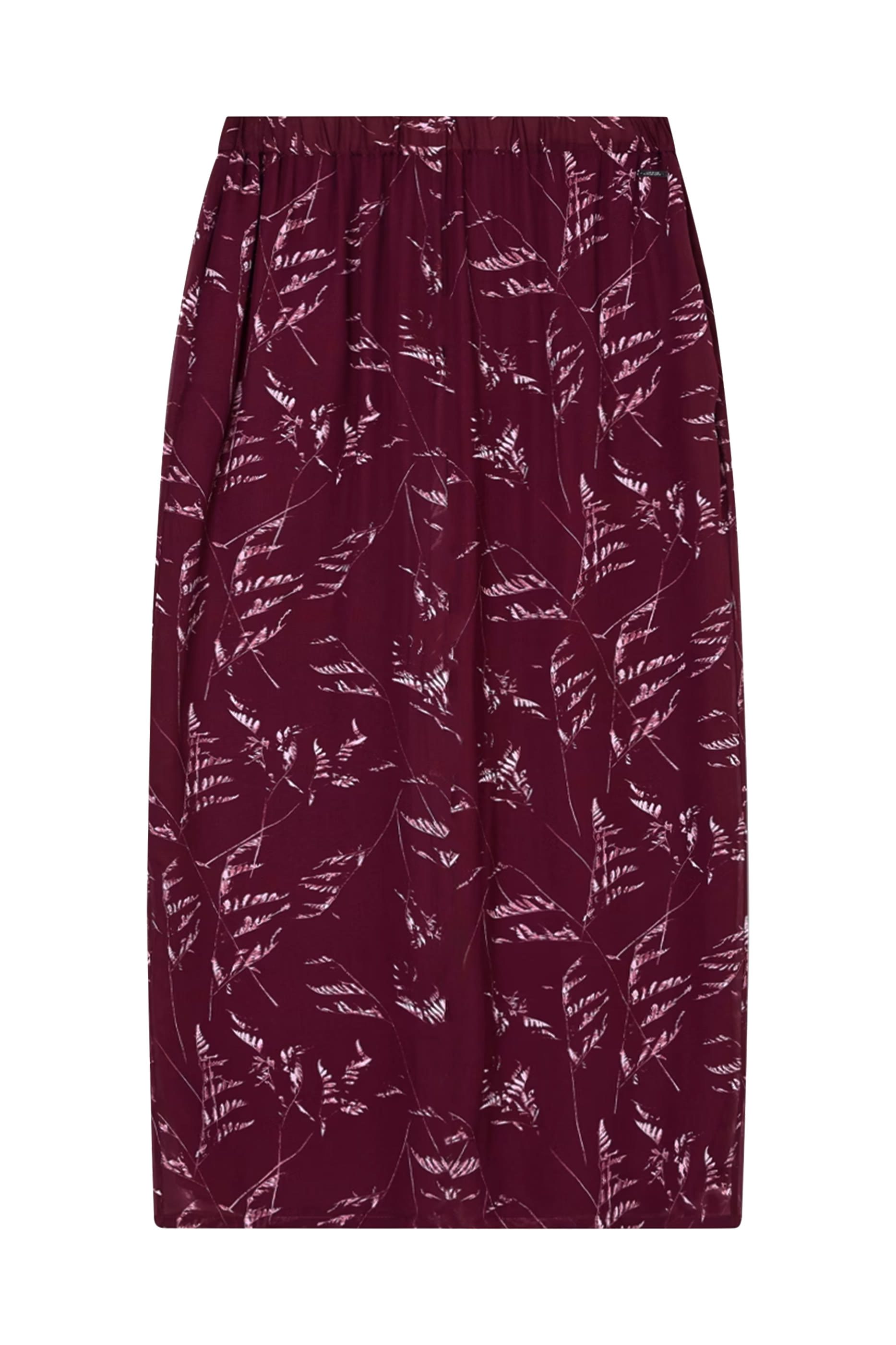 Foliage Print Chiffon Midi Skirt 