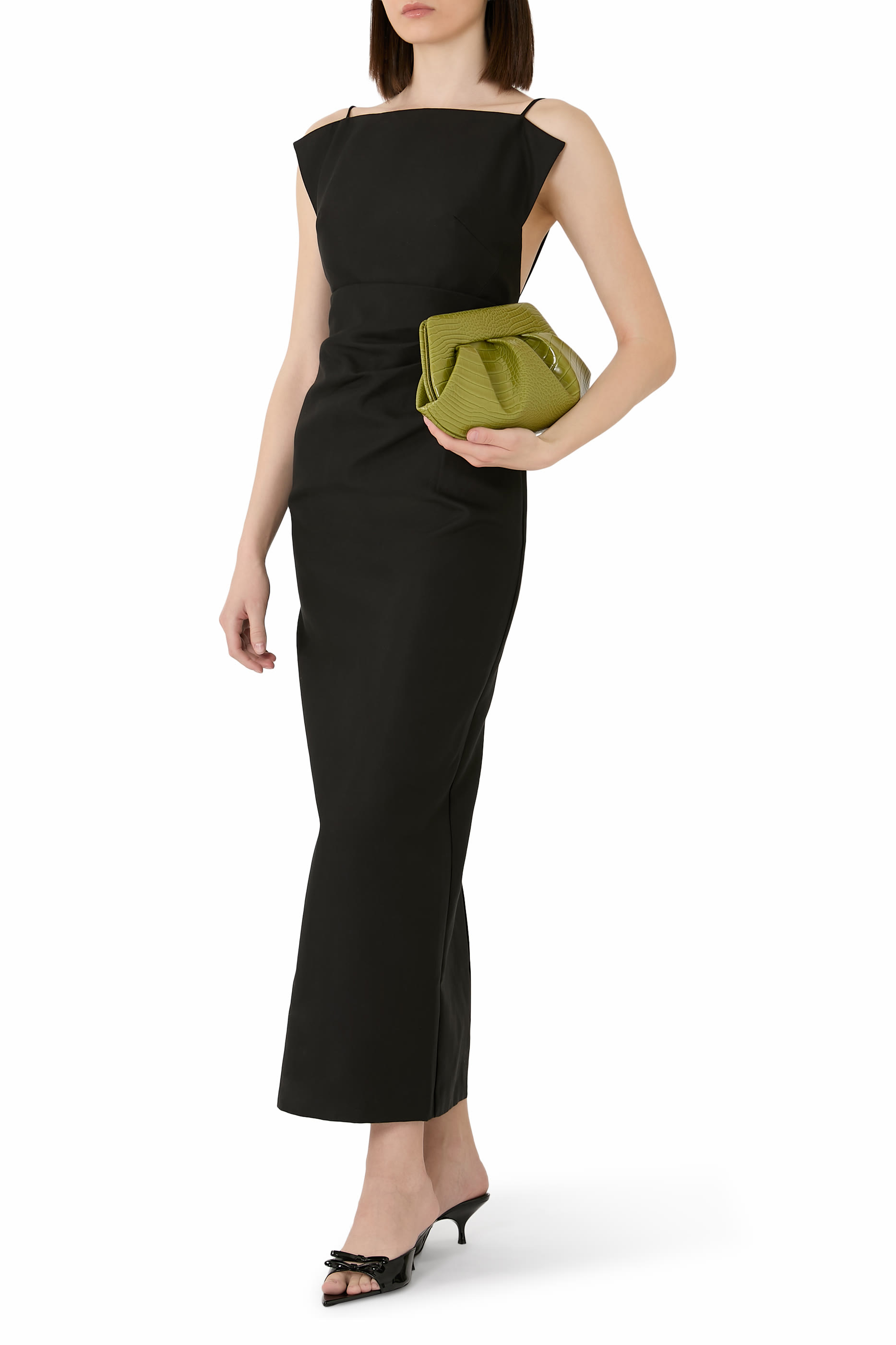 Otis Draped High-Neck Midi Dress