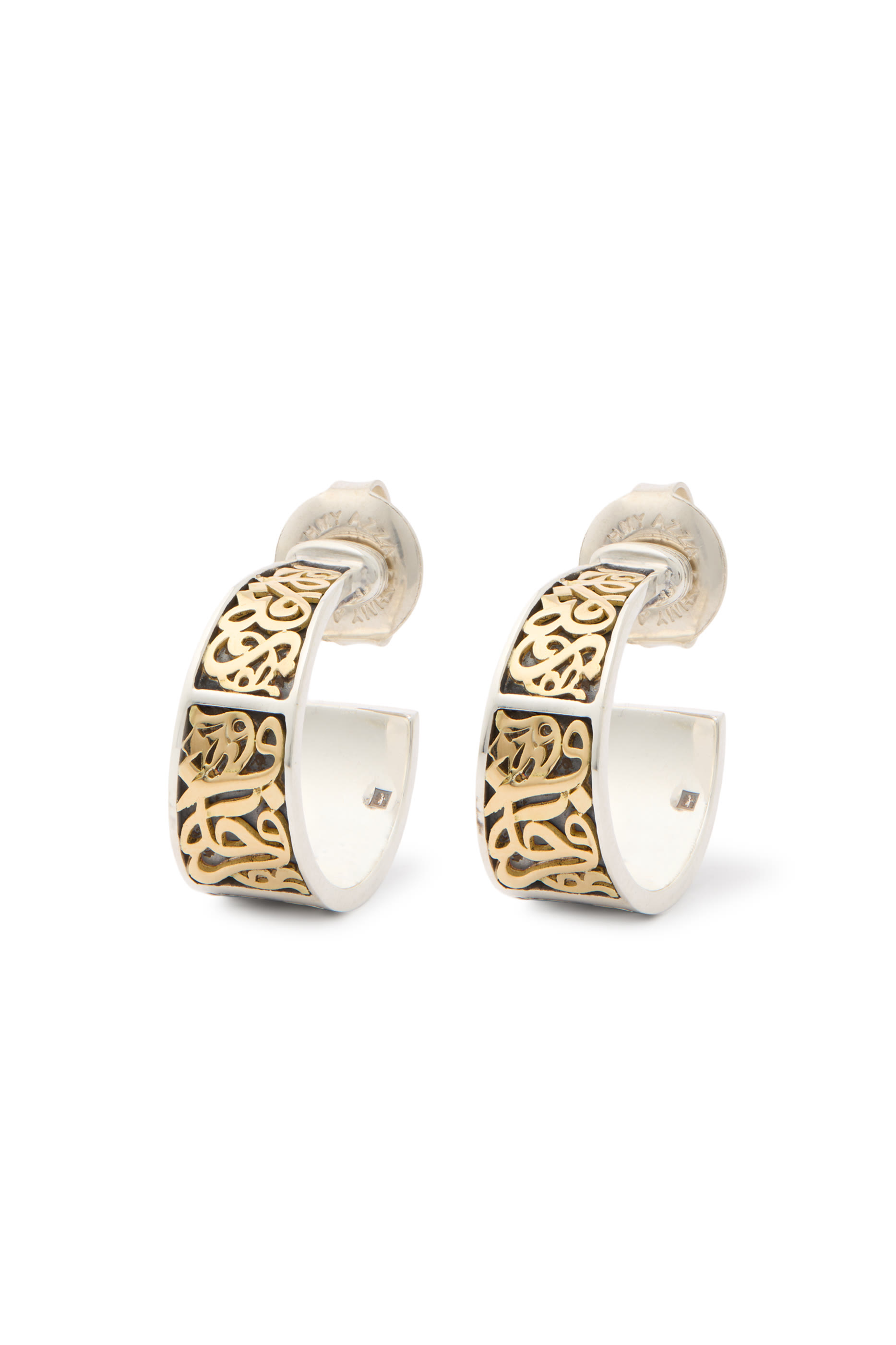 Blessings Happiness Safety Hoop Earrings, 18k Yellow Gold & Stainless Steel