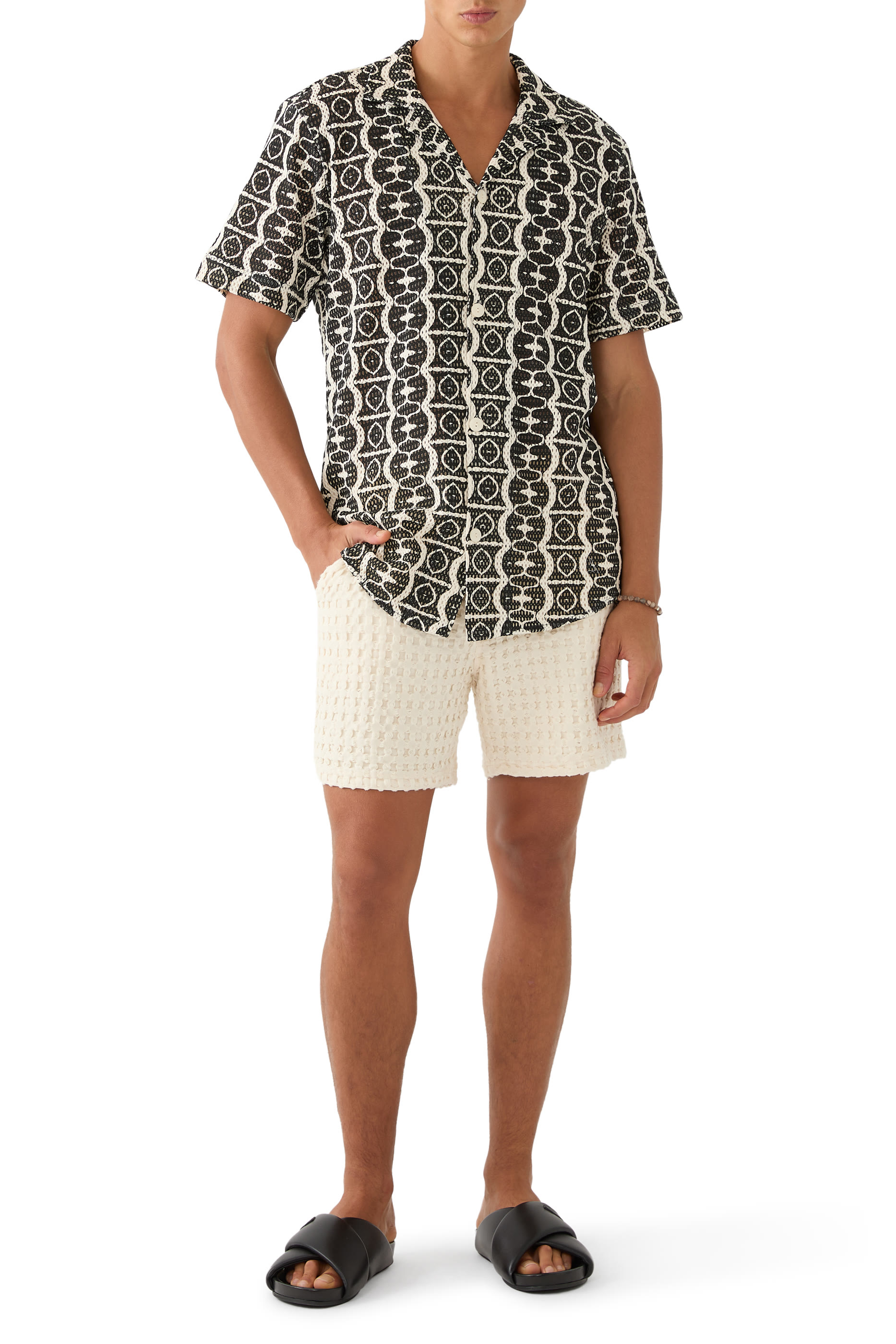 Ecru Cuba Waffle Shorts