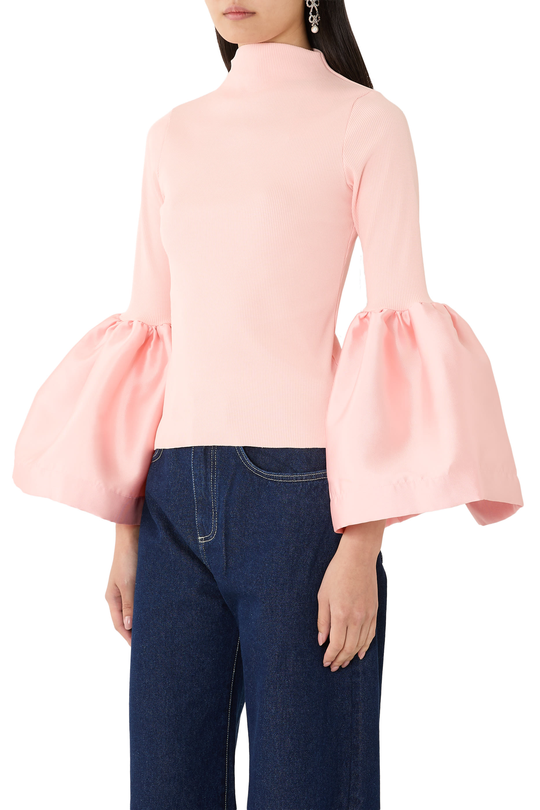  Turtleneck Puff Sleeve Top