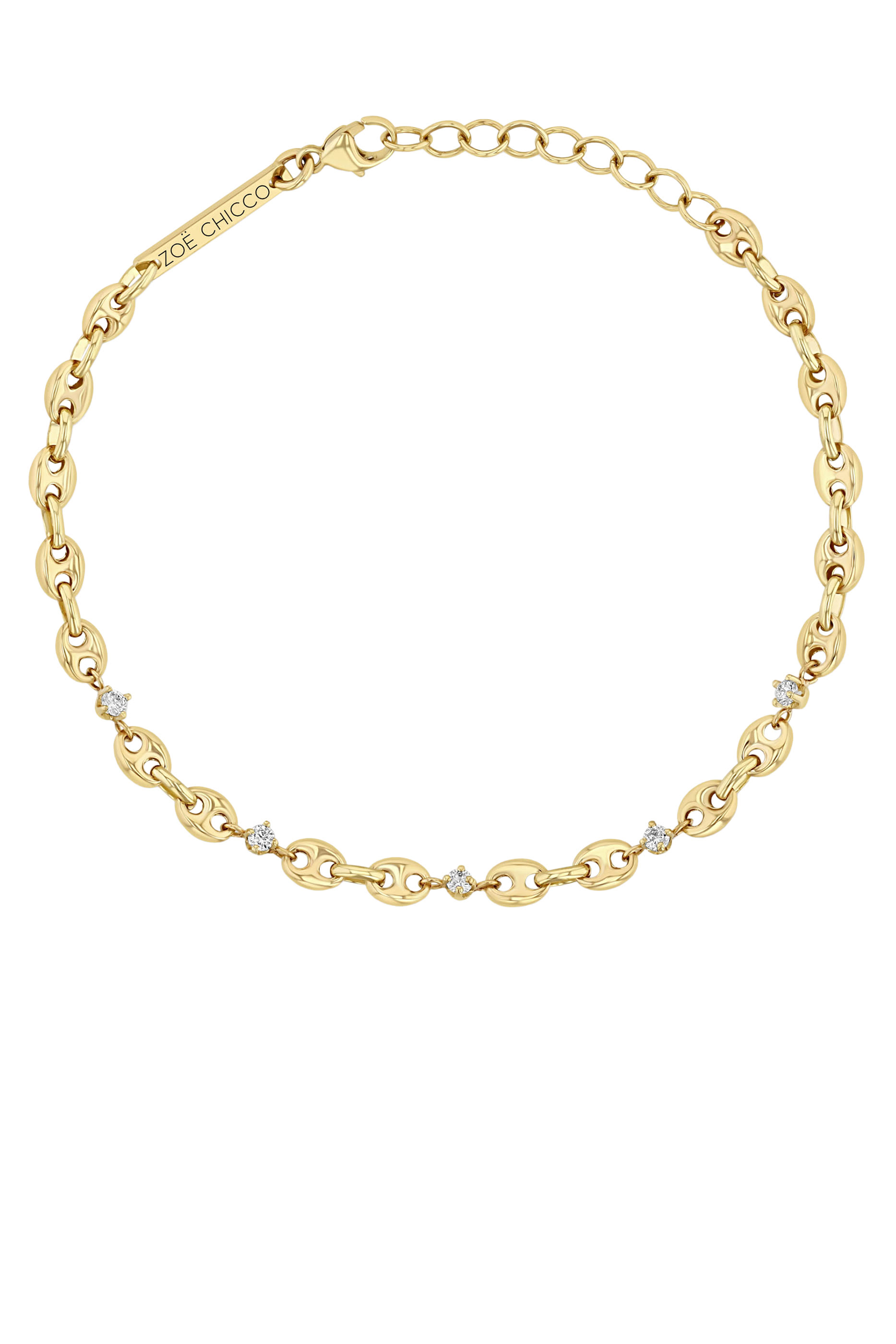 Small Puffed Mariner Chain Bracelet, 14K Yellow Gold