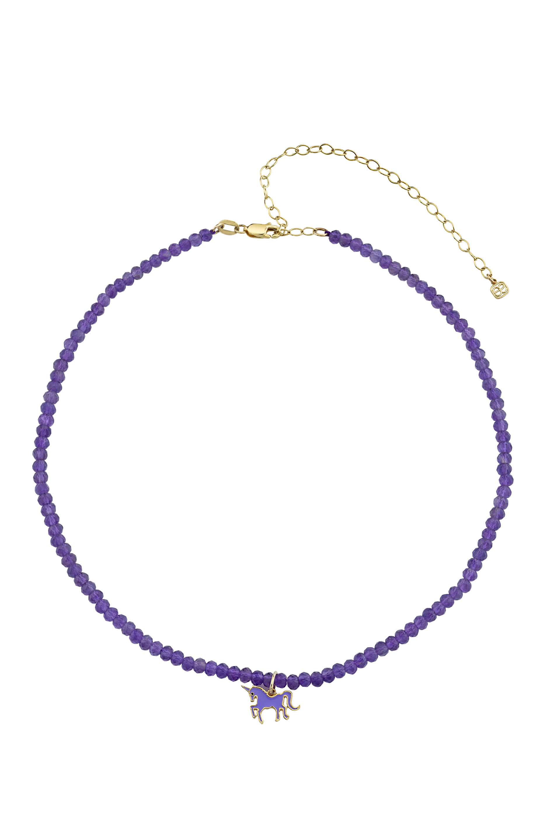 Kids Unicorn Necklace, 14k Yellow Gold & Amethyst