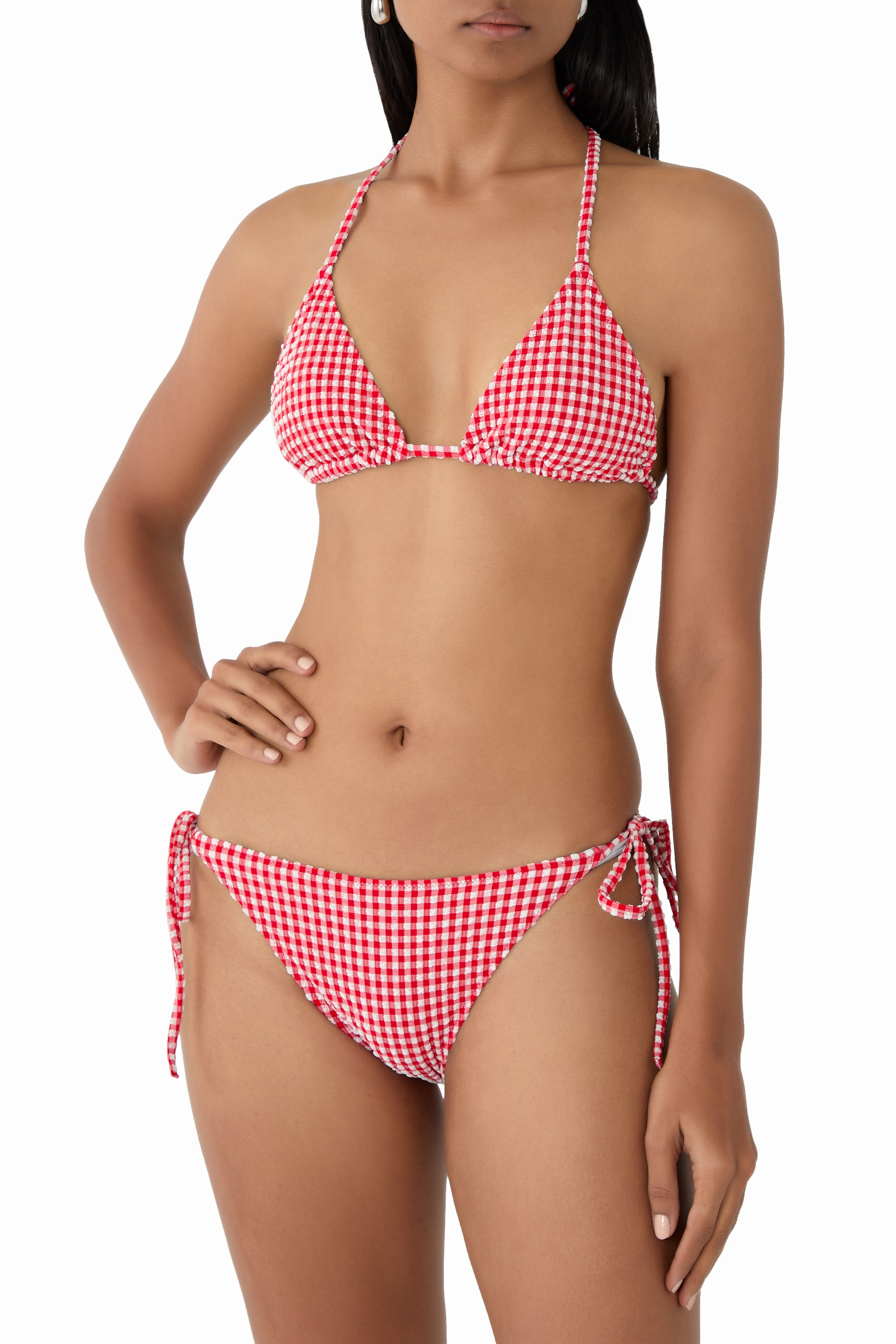 Gingham Seersucker Sabrina Bikini