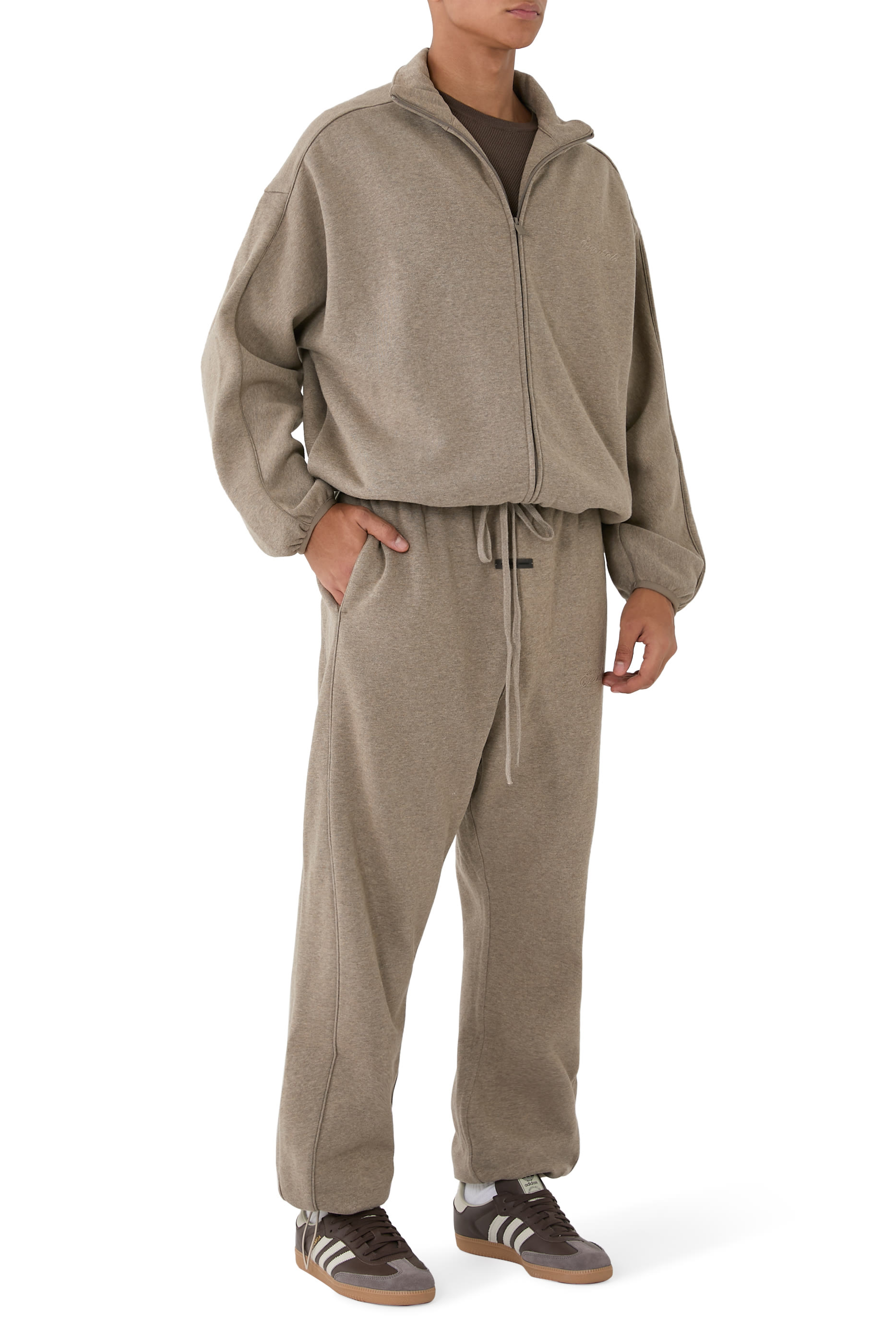 Relaxed Fleece Sweatpants with Piping