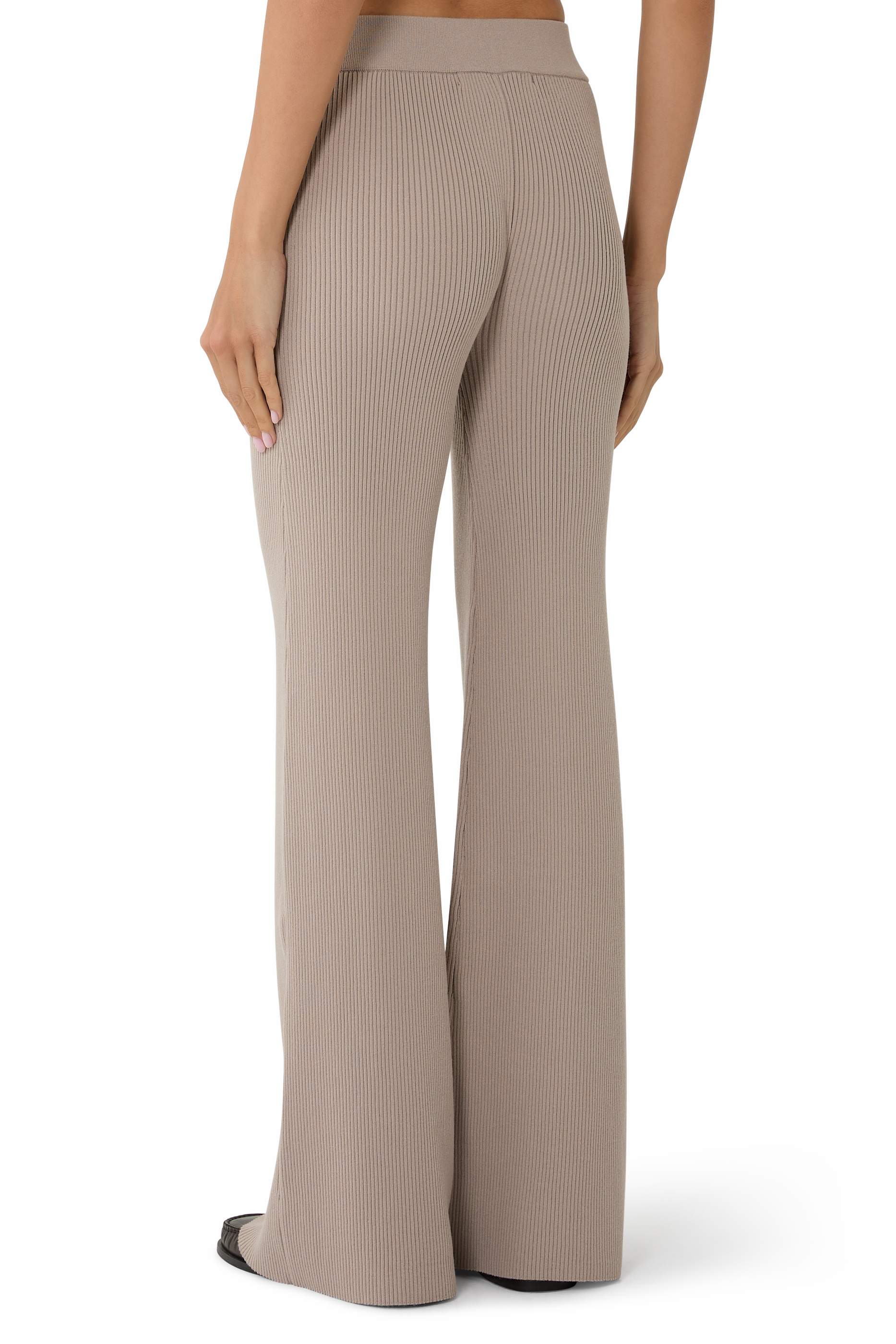 Ribbed Knit Straight Trousers