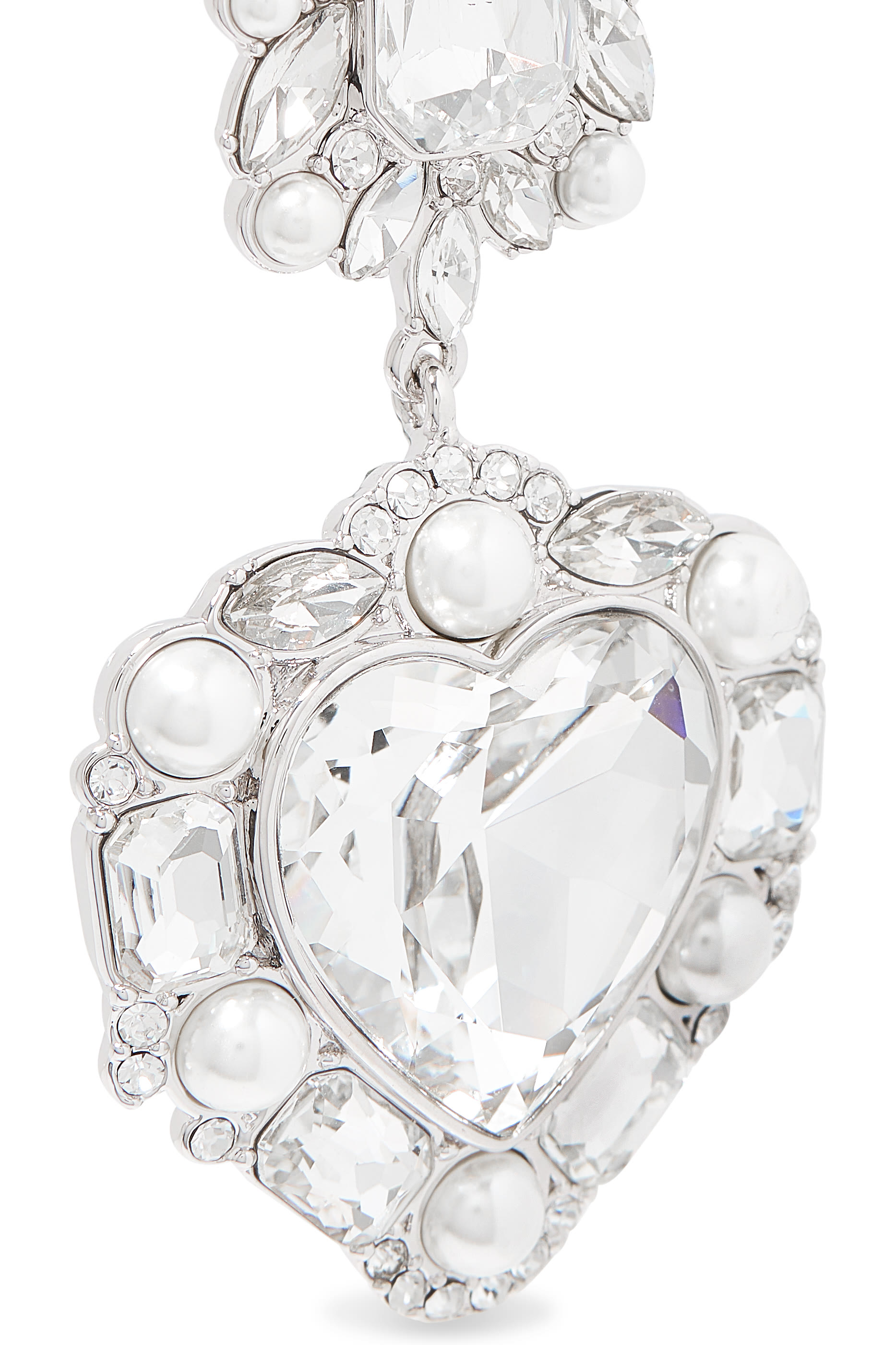 Crystal Pearl Tiered Heart Earrings