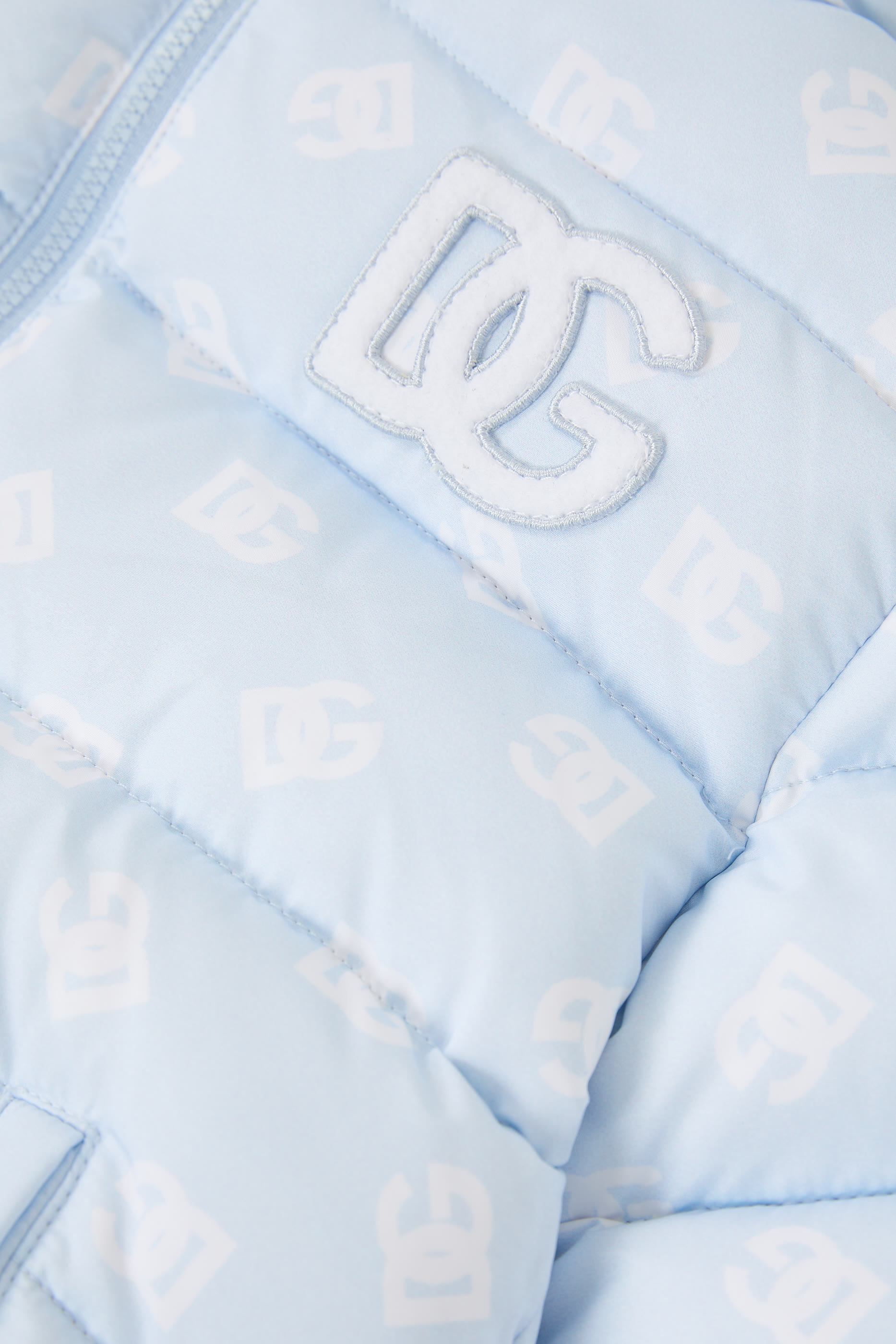 Kids Short Down Jacket with All-Over Logo Detailing and Patch