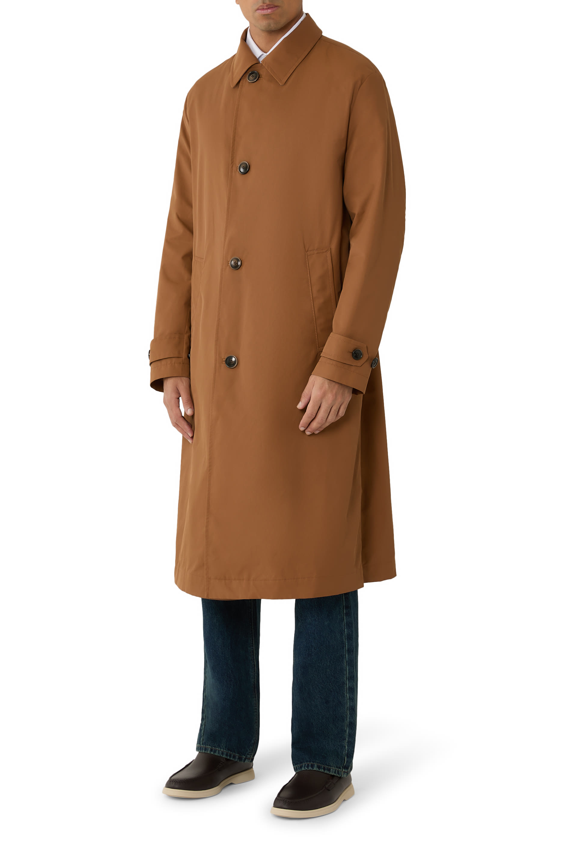 Water-Repellent Coat in Cotton-Blend Twill