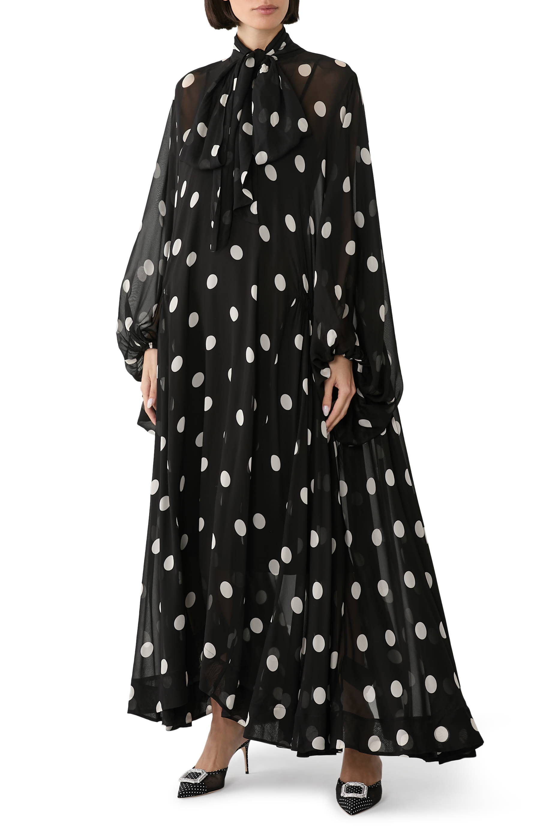 Crush Tie Neck Billow Dress