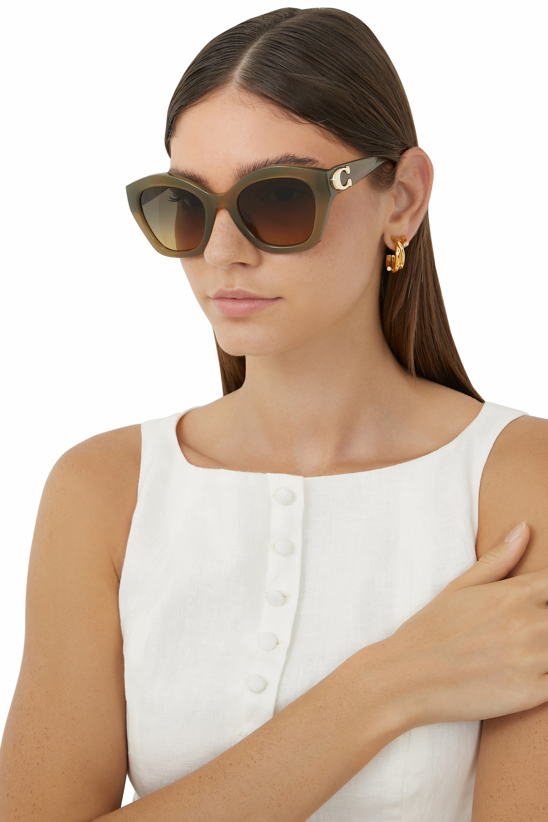 Full Fit Maxi Sculpted C Square Cat Eye Sunglasses