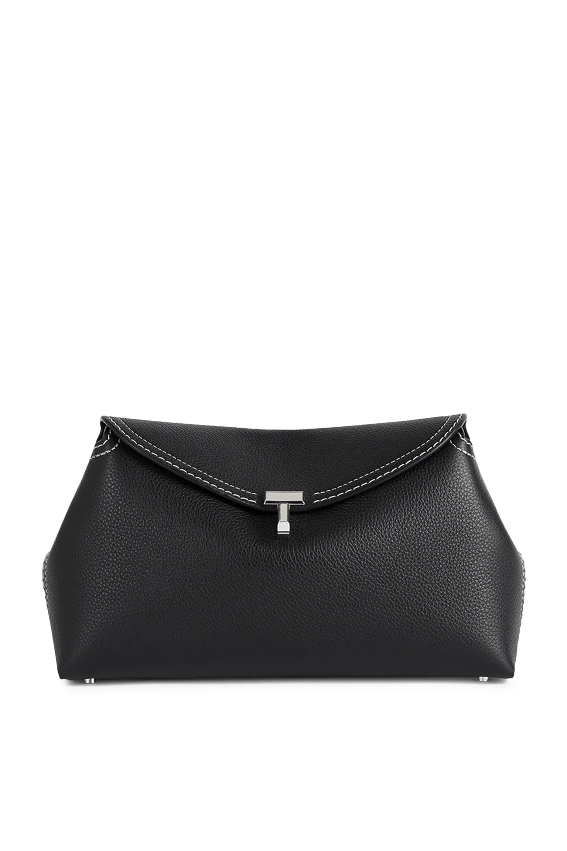 T-Lock Grained Leather Clutch