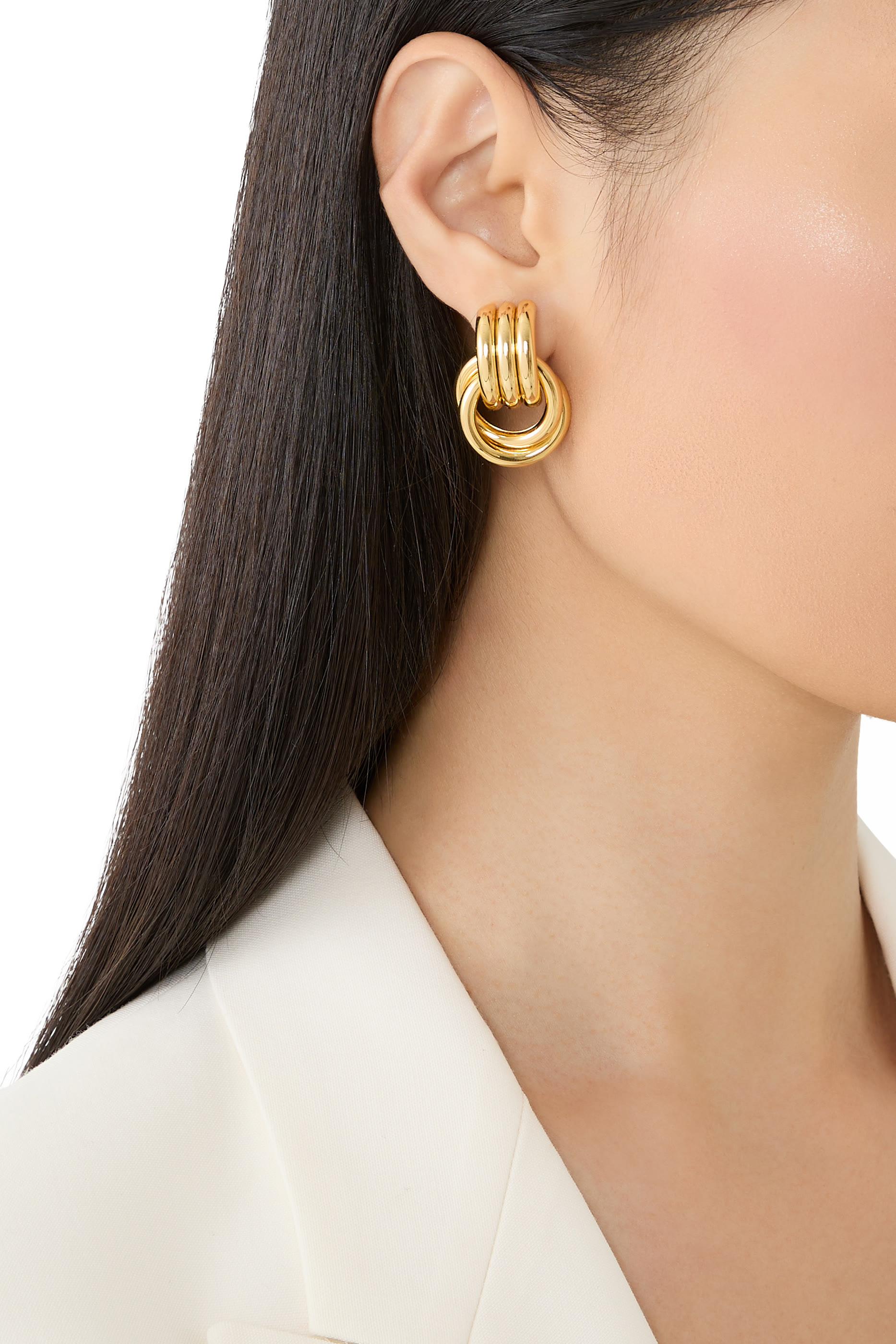 Mini Knot Earrings, Gold-Plated Brass