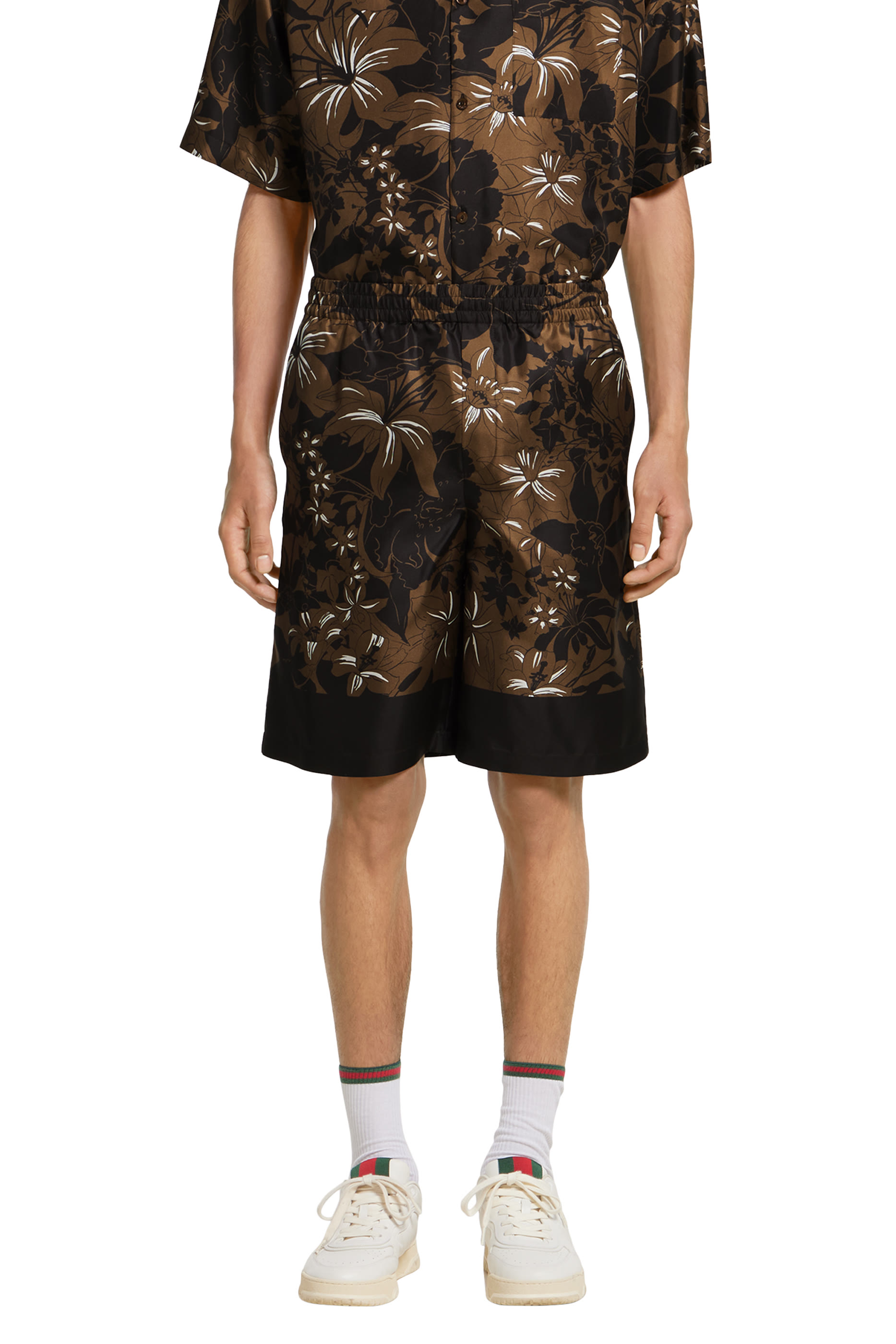 Printed Silk Twill Shorts