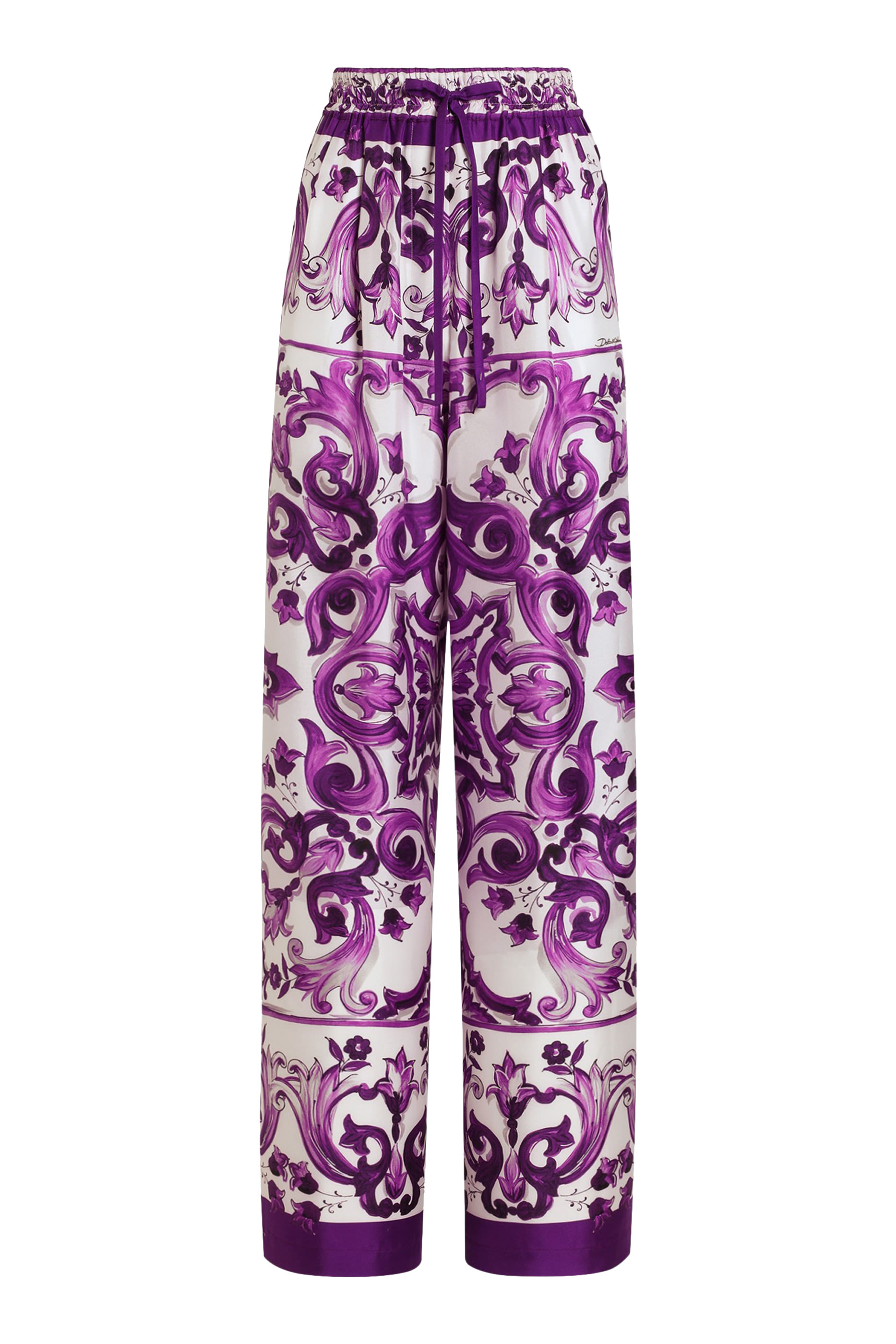 Majolica-Print Wide-Leg Pants
