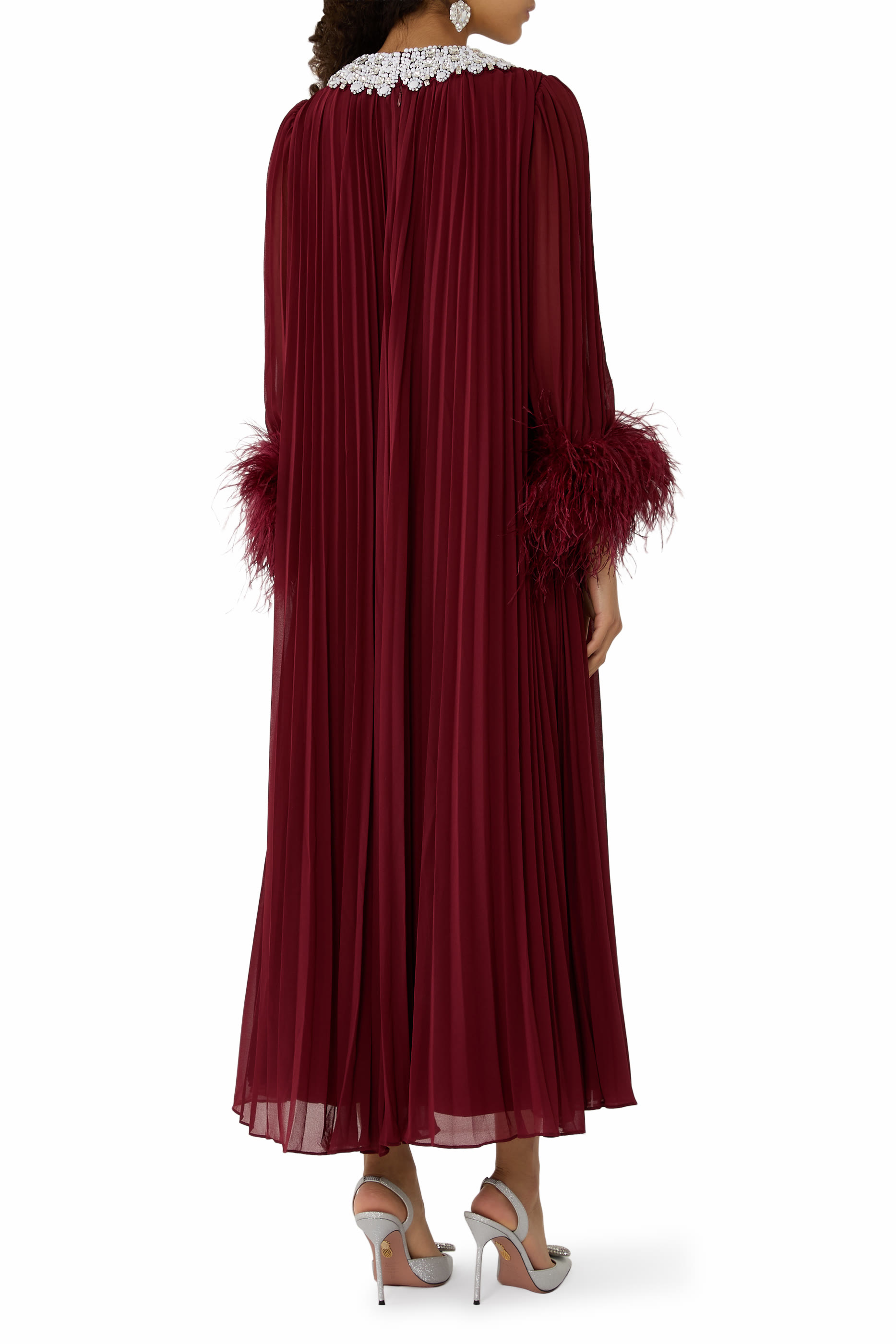 Chiffon Feather Midi Dress