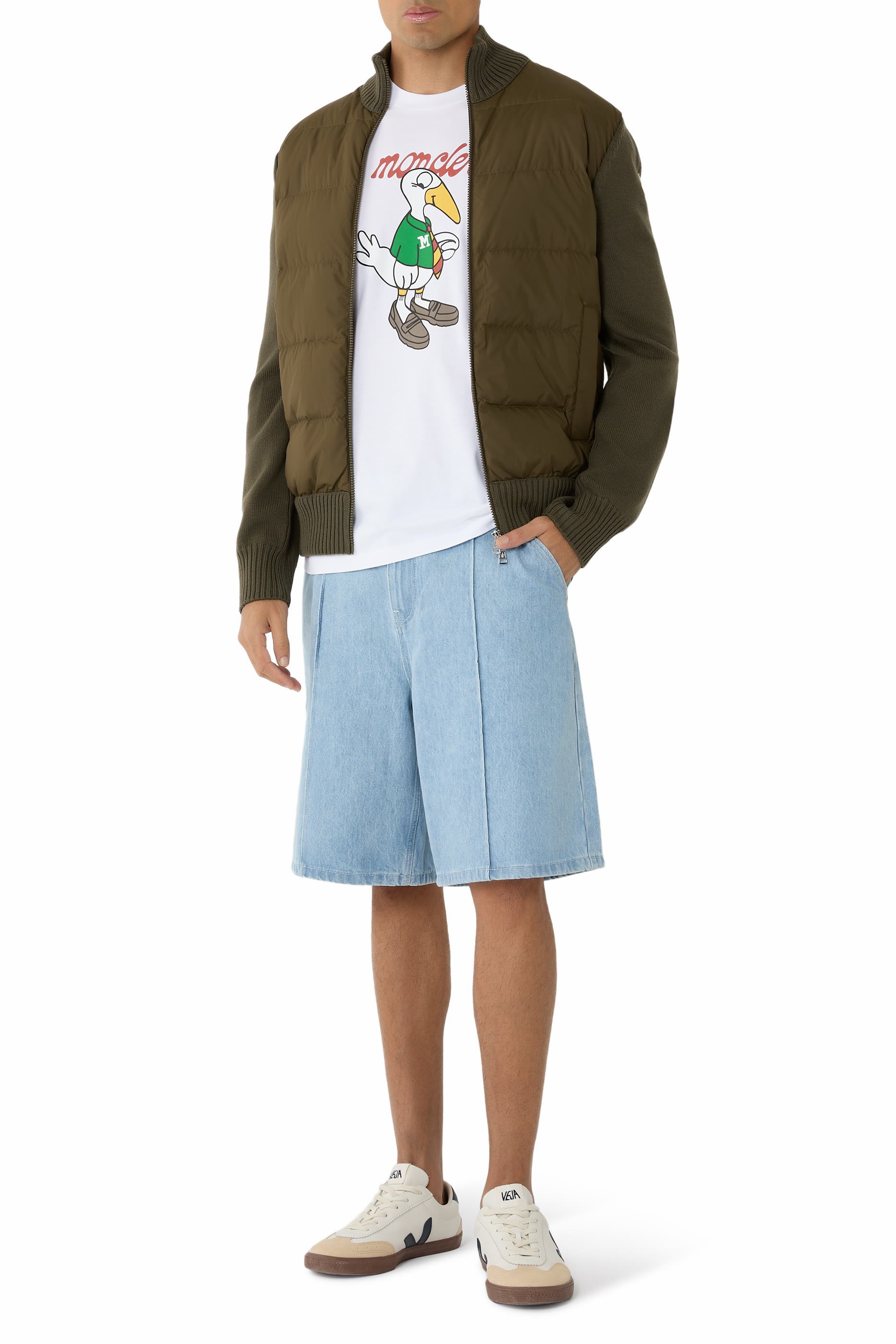 Padded Wool Zip-Up Cardigan 