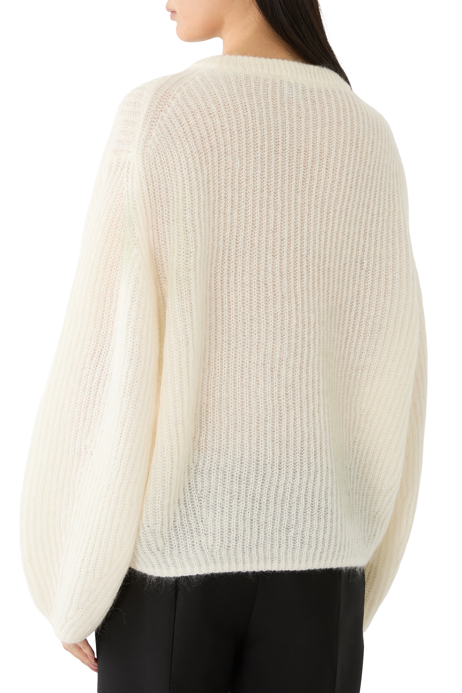 Mohair Blend Rib Knit Sweater