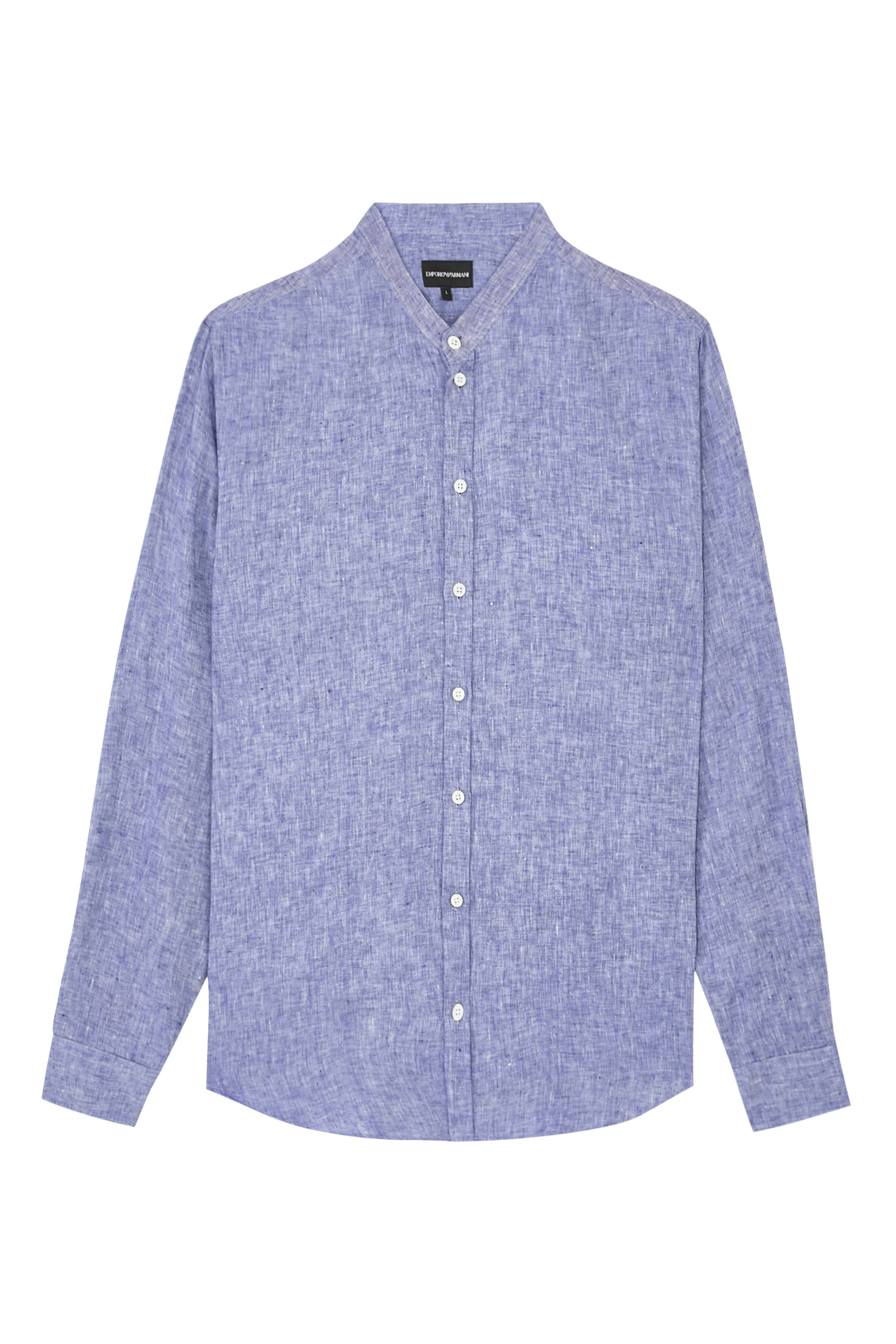 Linen Chambray Shirt with Guru Collar 