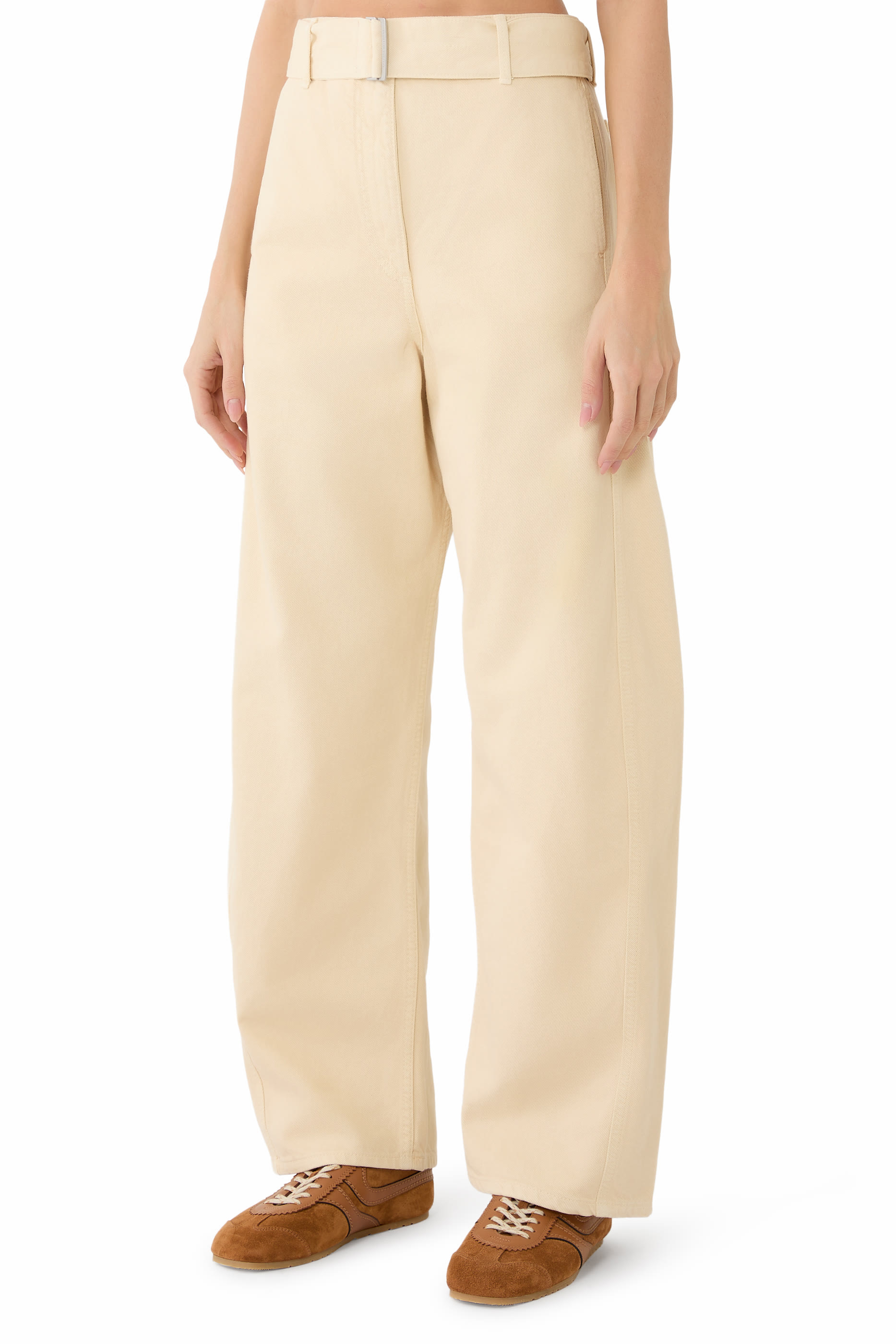  Belted Wide-Leg Denim Trousers 