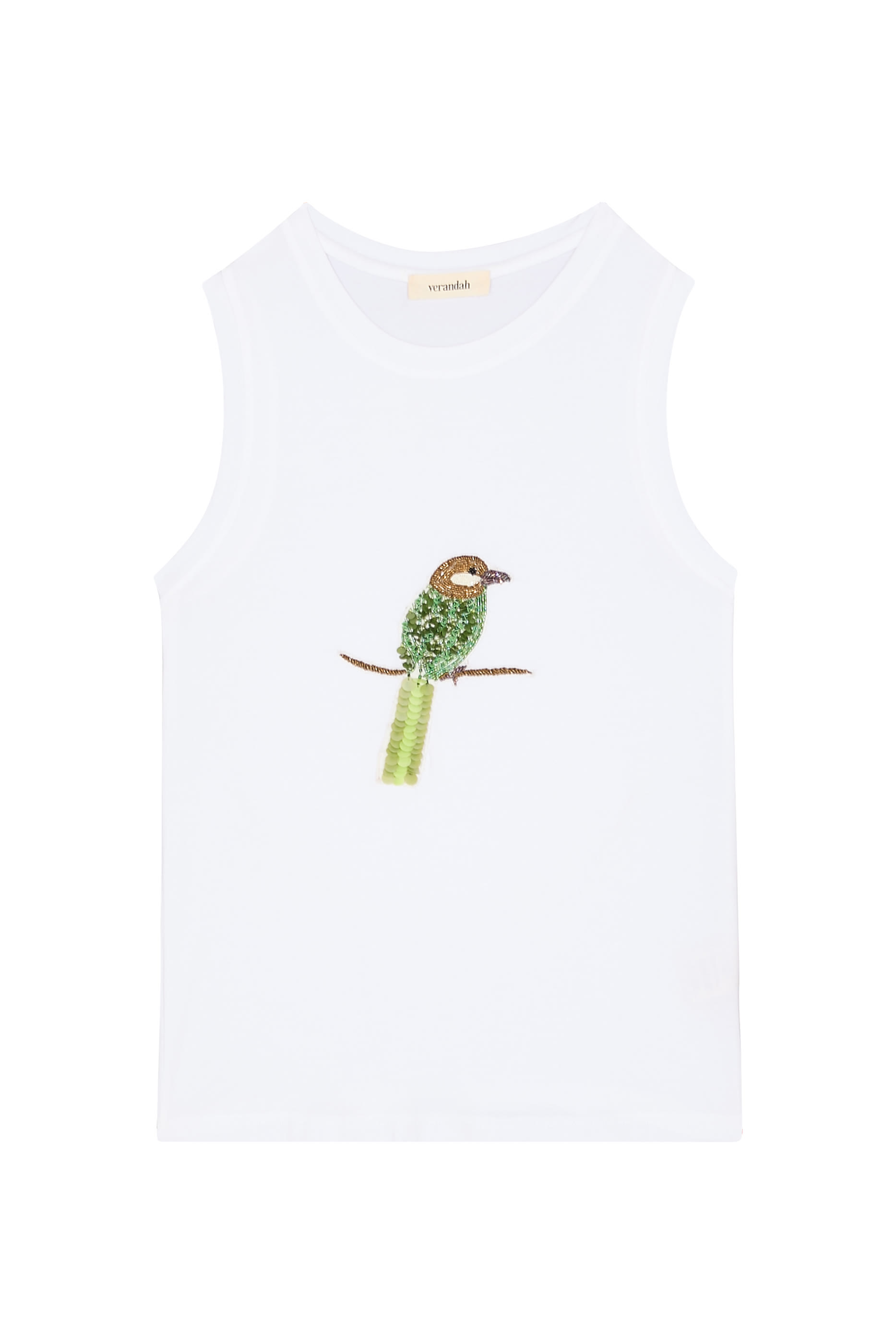  Hand-Beaded Parrot Tank Top