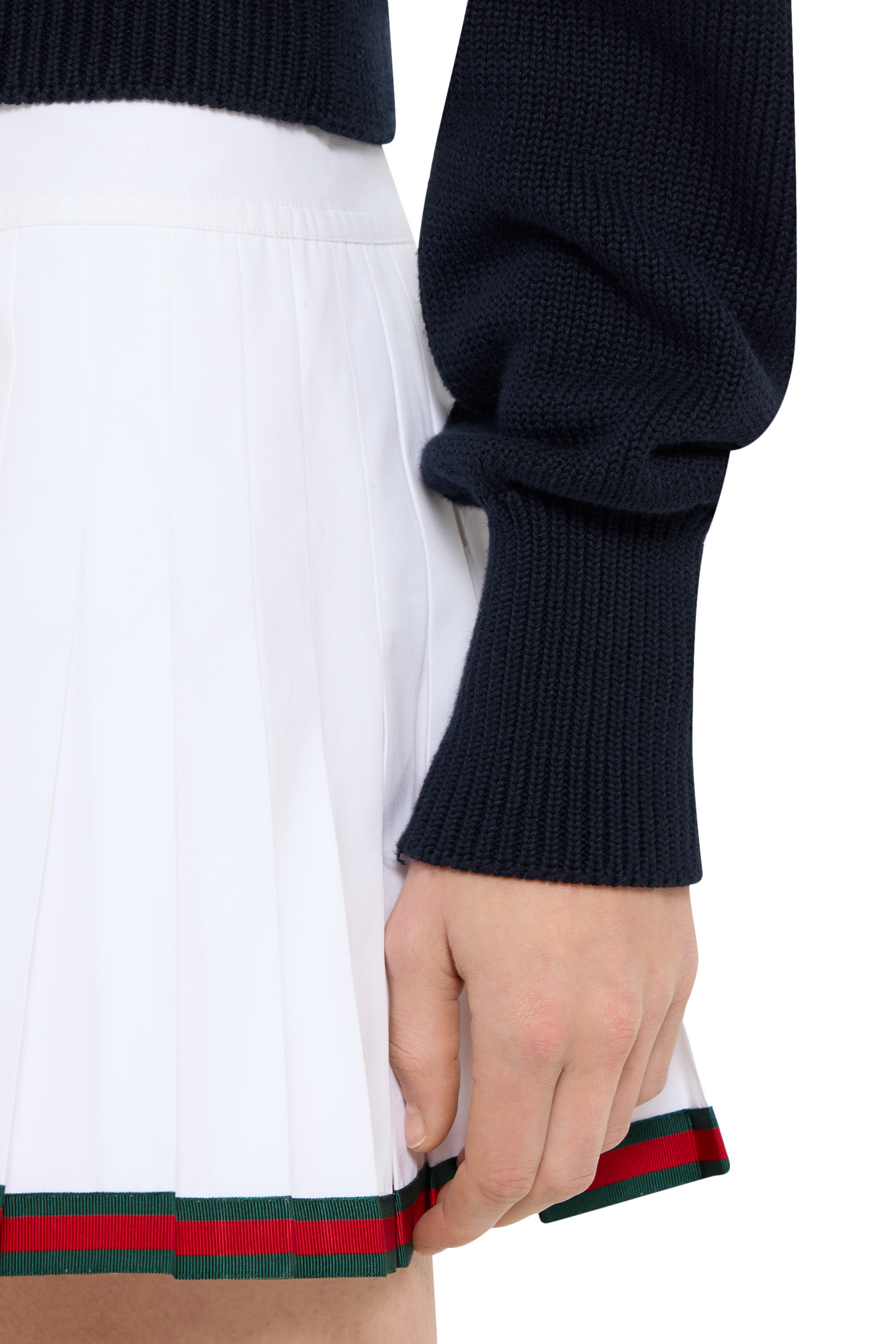 Web-Detail Pleated Skirt