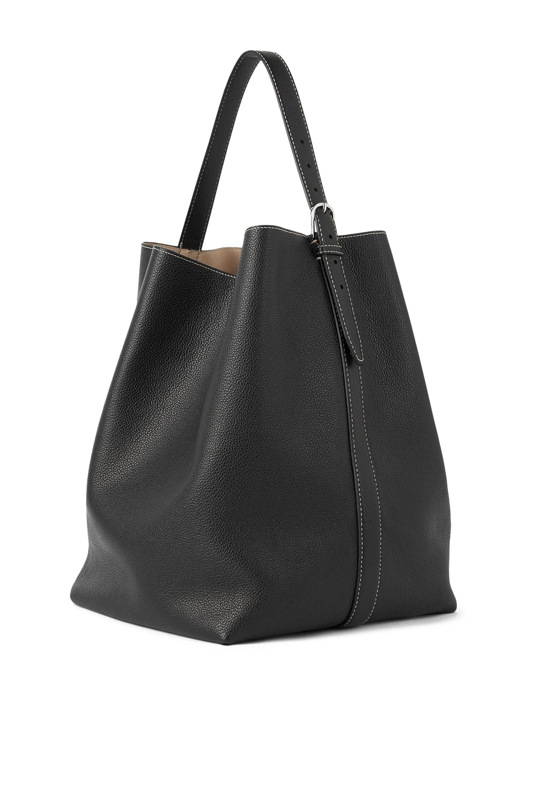 Belted Grained-Leather Tote