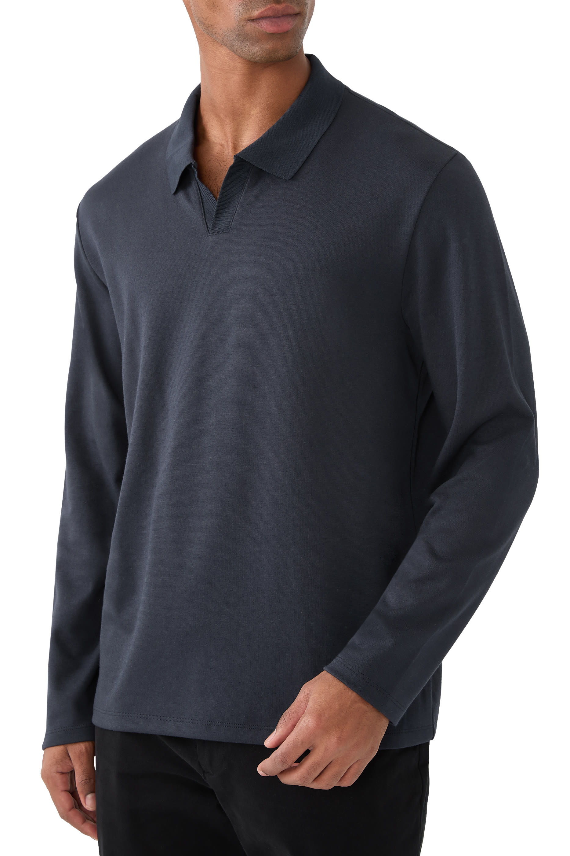  Milano Pima Cotton-Blend Johnny-Collar Shirt