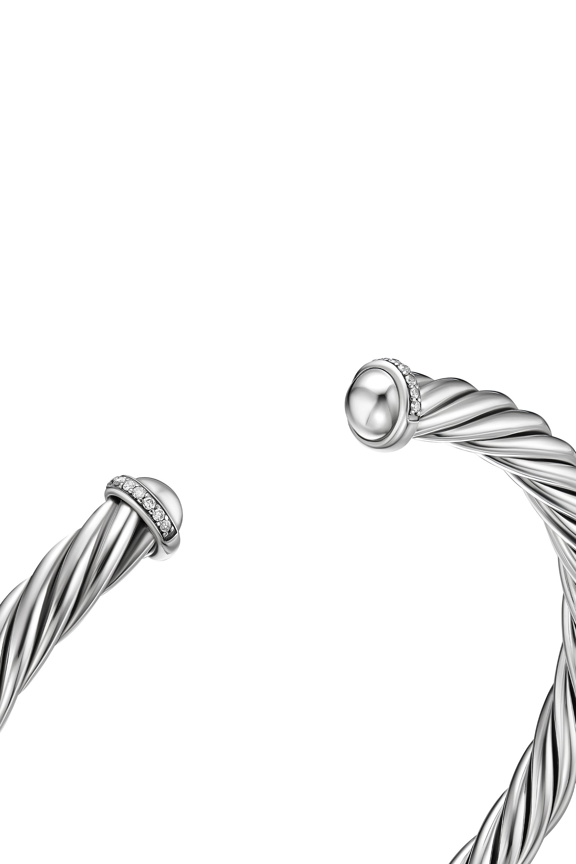 Cable Diamond Cuff Bracelet, Sterling Silver & Diamonds