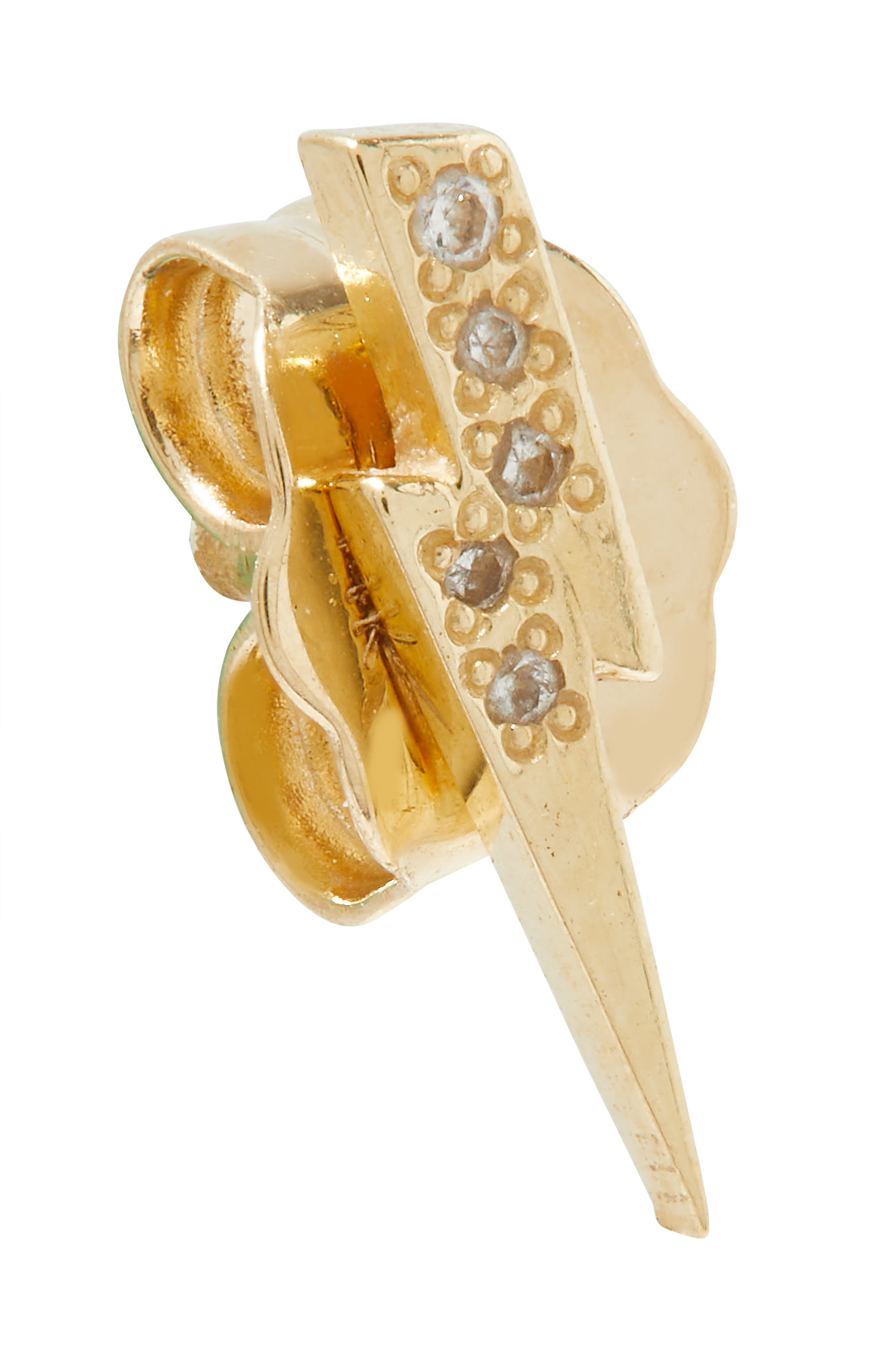 Lightning Bolt Single Stud Earring, 14k Yellow Gold & Diamonds