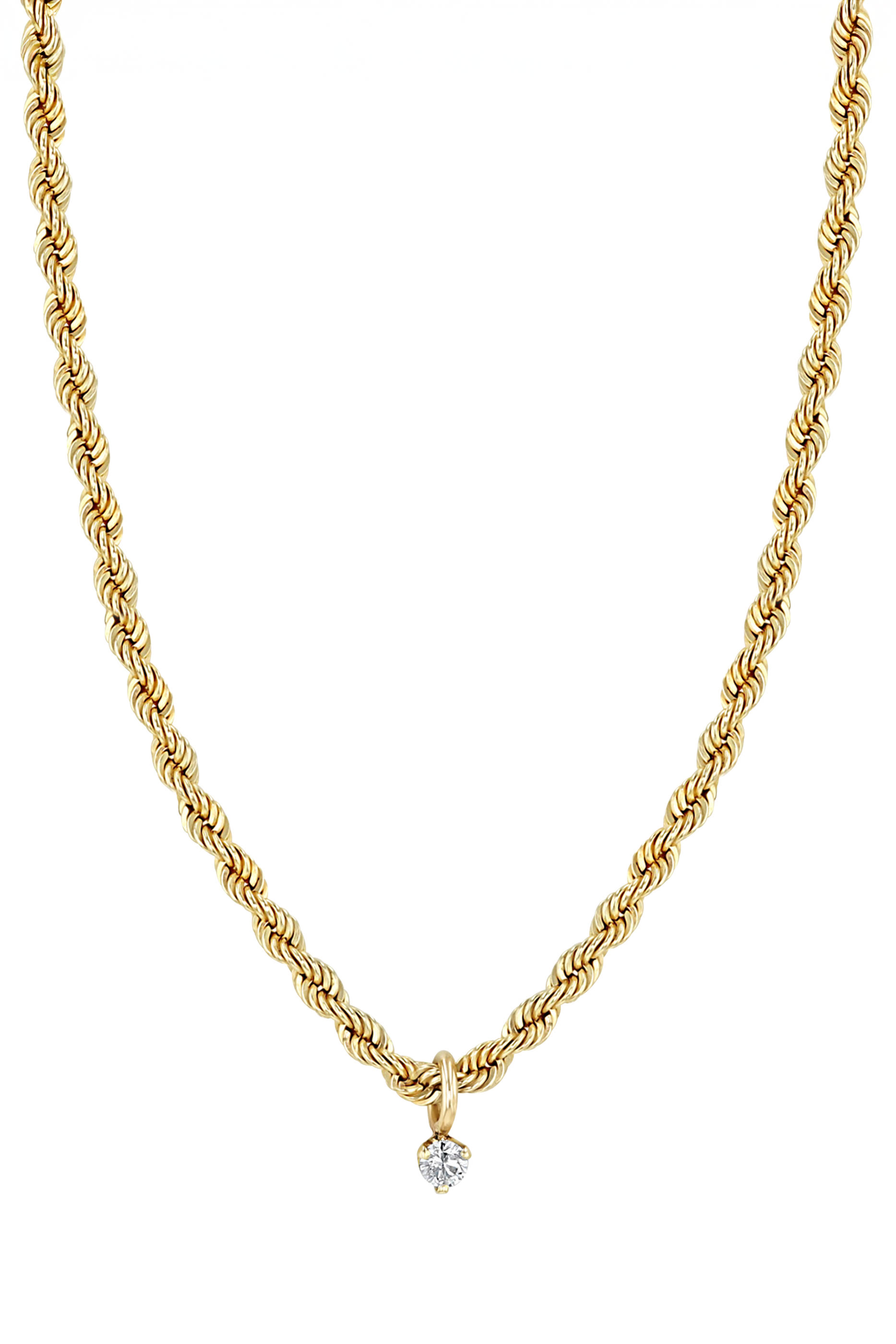 Medium Rope Chain Necklace, 14K Yellow Gold & Diamond