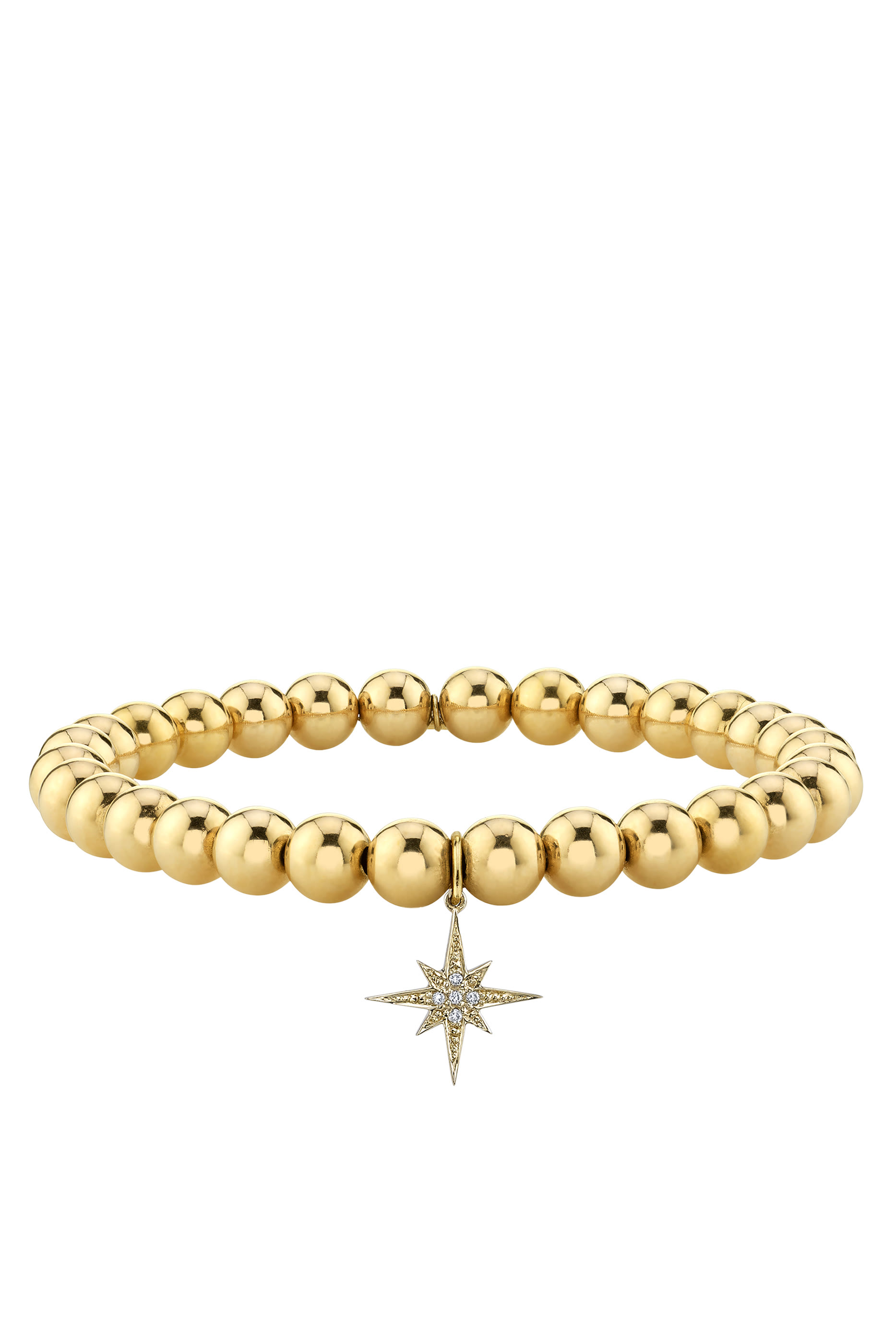  Starburst Charm Beaded Bracelet, 14K Yellow Gold & Diamonds