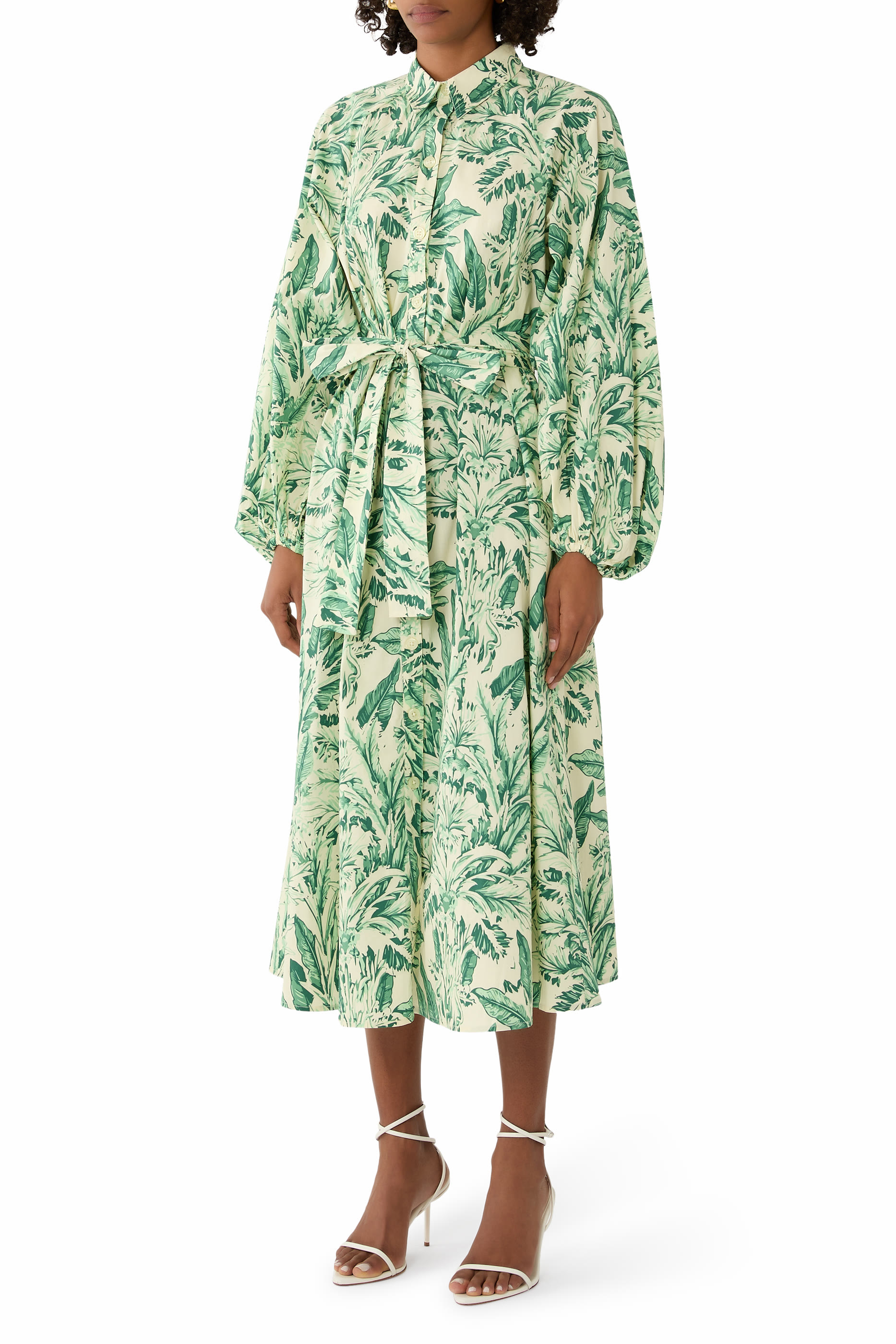 Printed Cotton Poplin Naja Midi Dress 