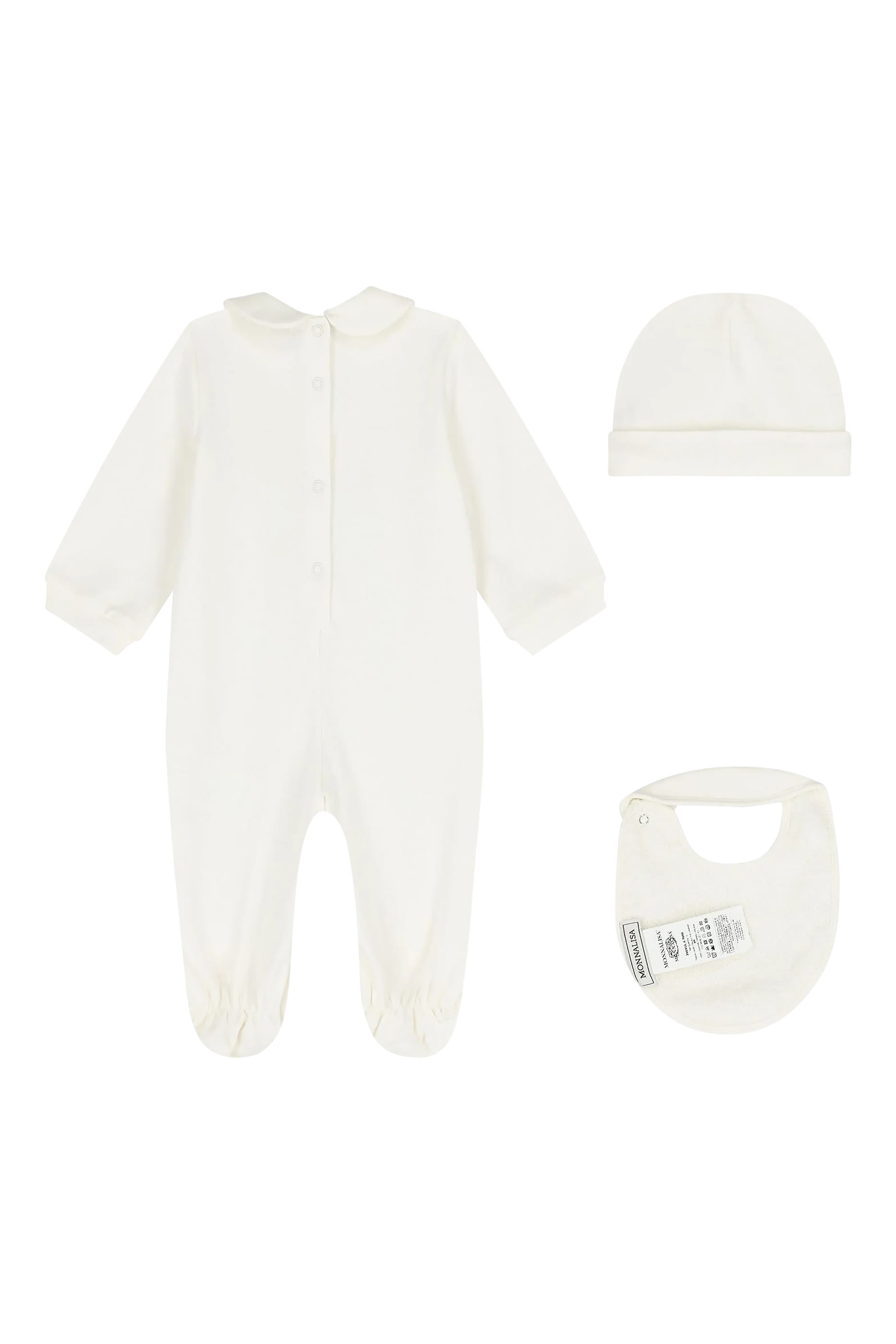 Kids Cotton Jumpsuit, Bib & Hat Set 