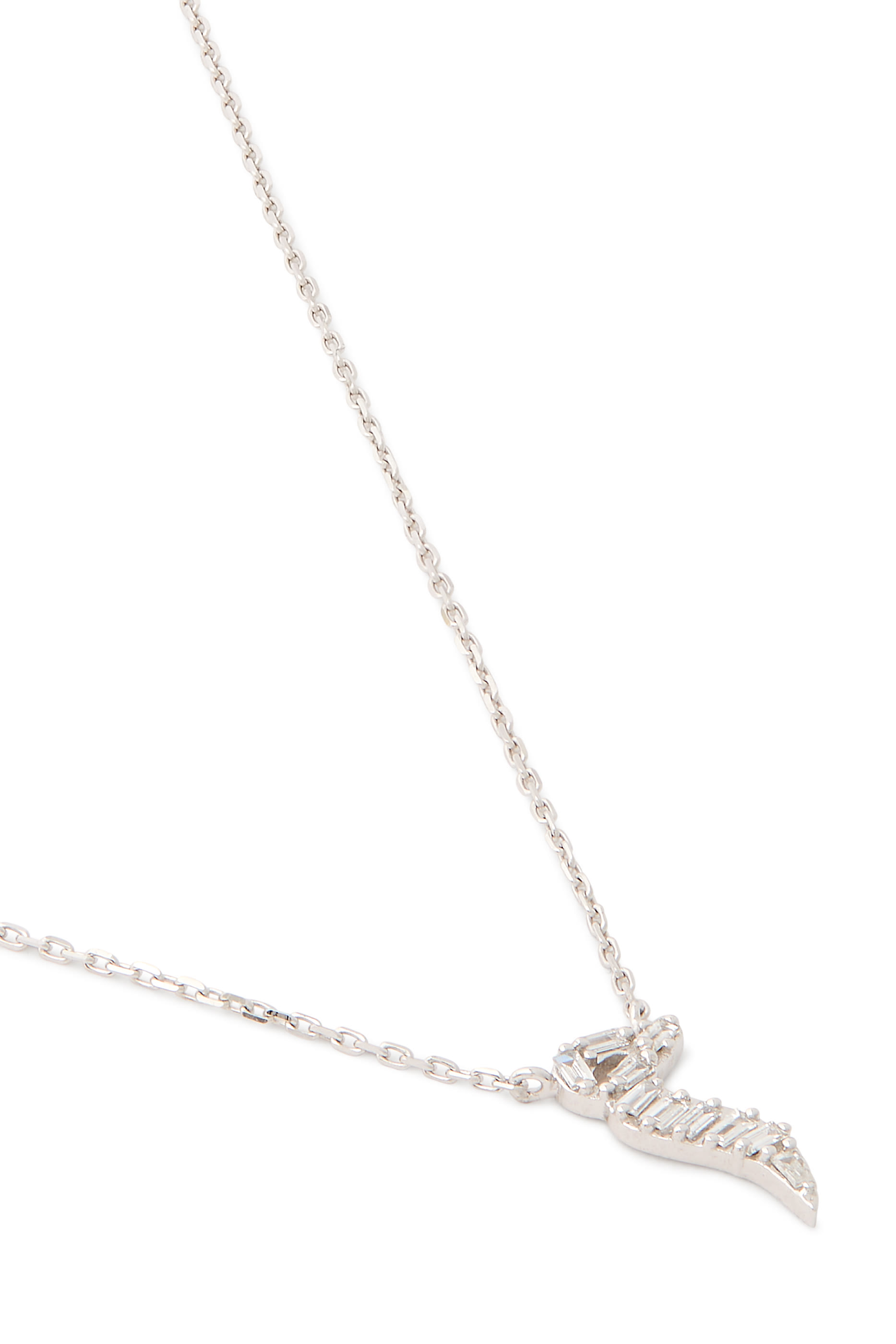 Oula Baguette Diamond Letter Chain Pendant, 18k White Gold & Diamonds