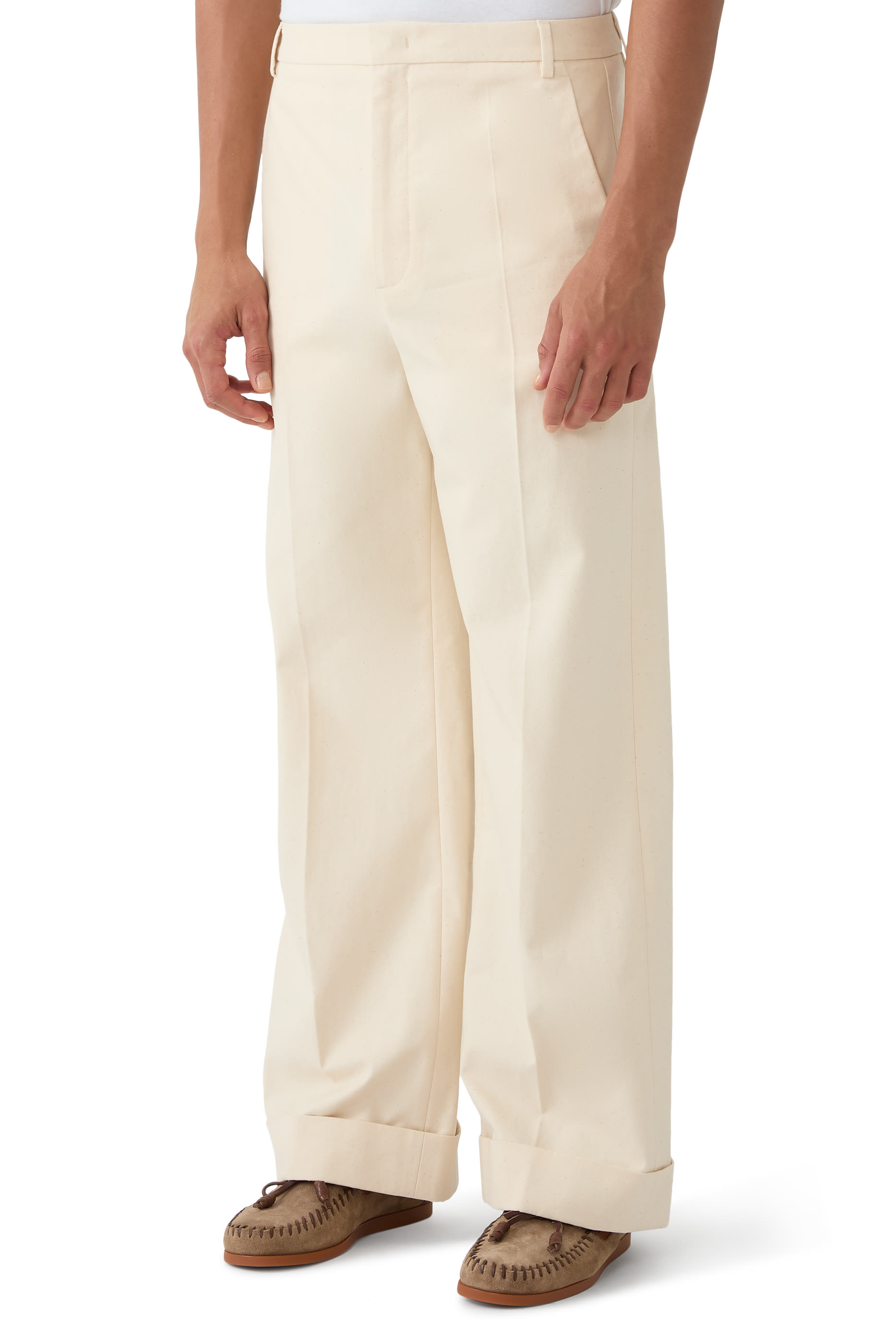 Cuffed Cotton Canvas Pants