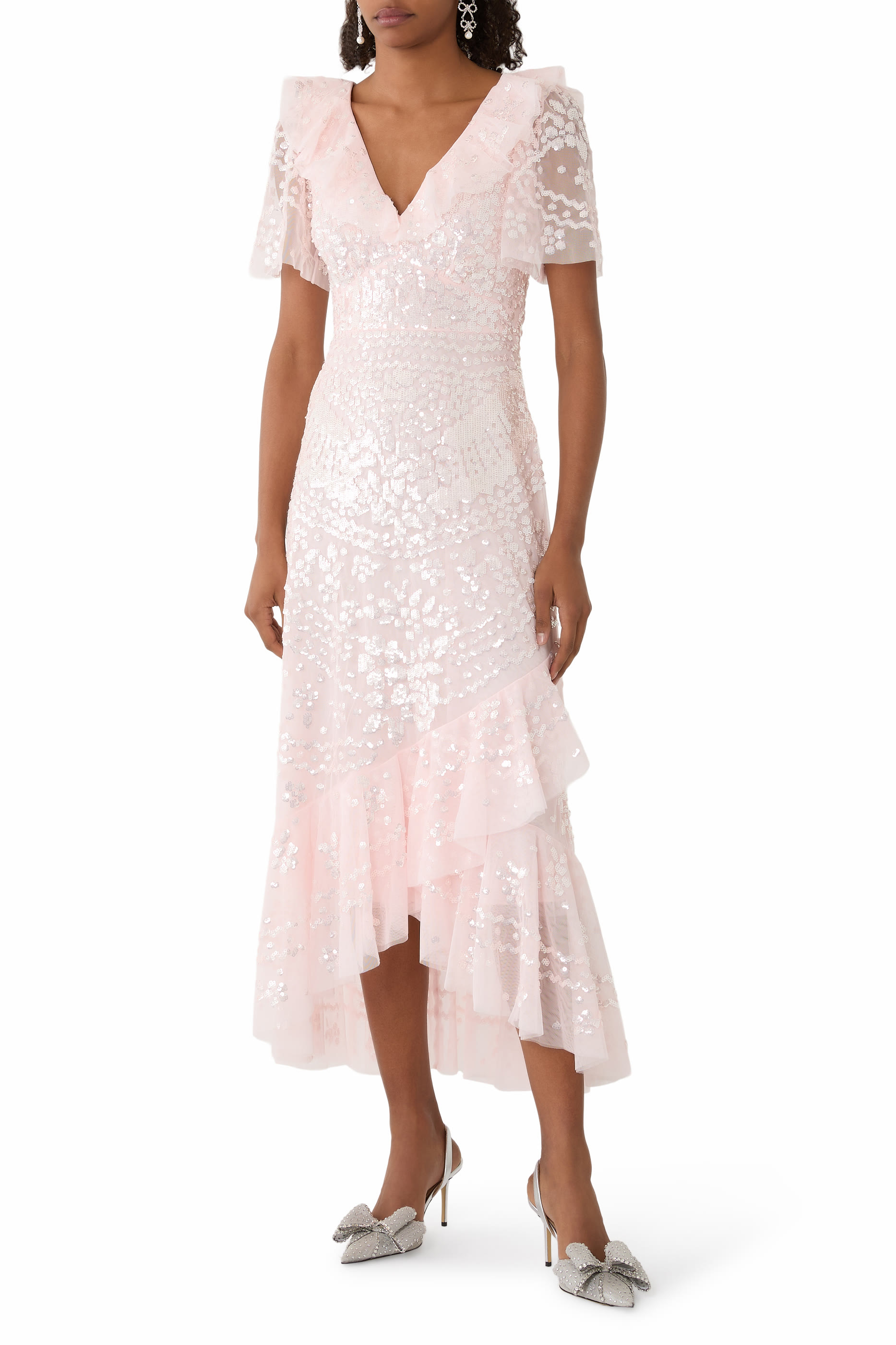 Anais Sequin Frill Ankle Gown