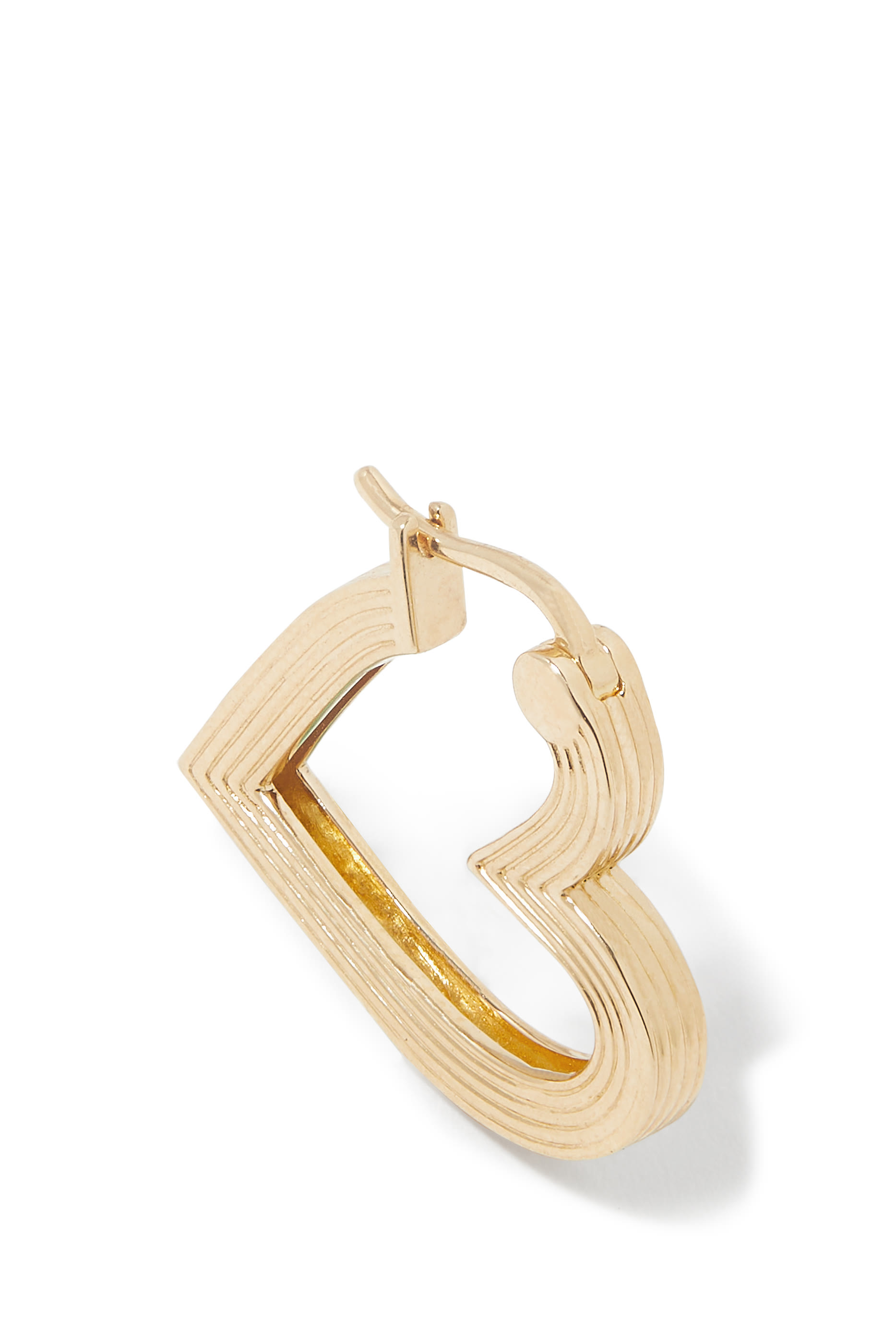 Fluted Hear Huggies, 14k Yellow Gold