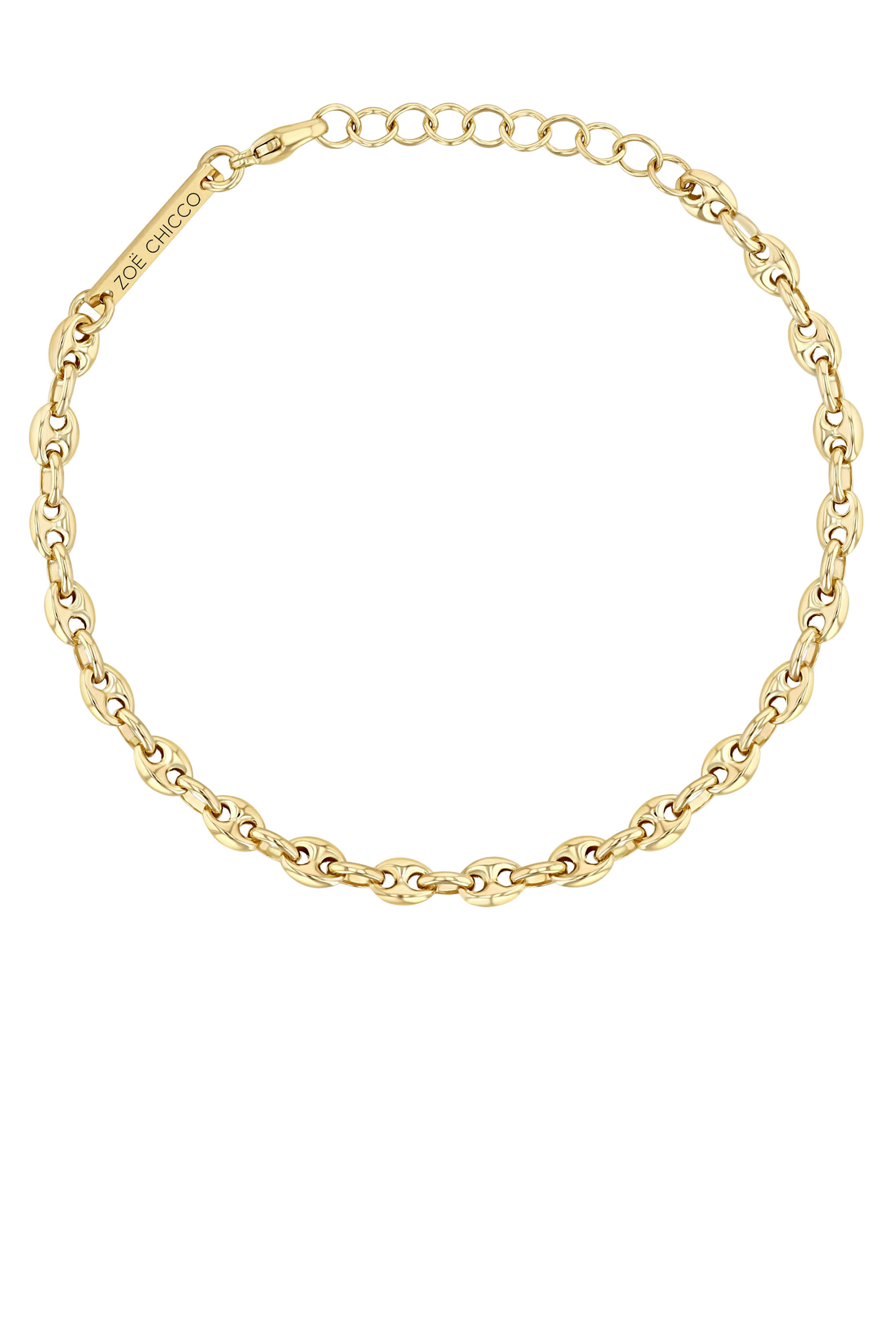 Small Puffed Mariner Chain Bracelet, 14K Yellow Gold