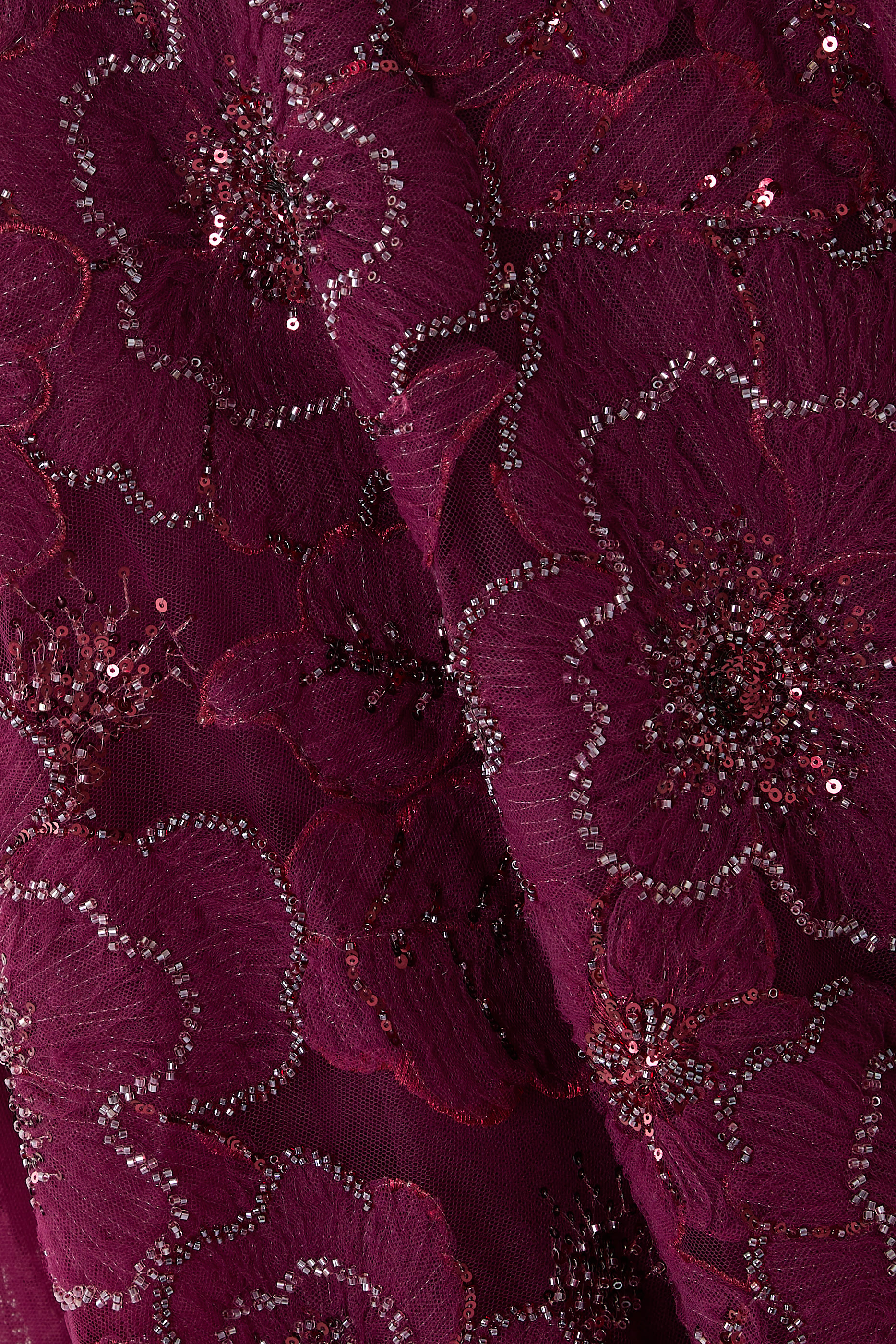 Strapless Ball Gown with Beaded Floral Appliqu&eacute;s 