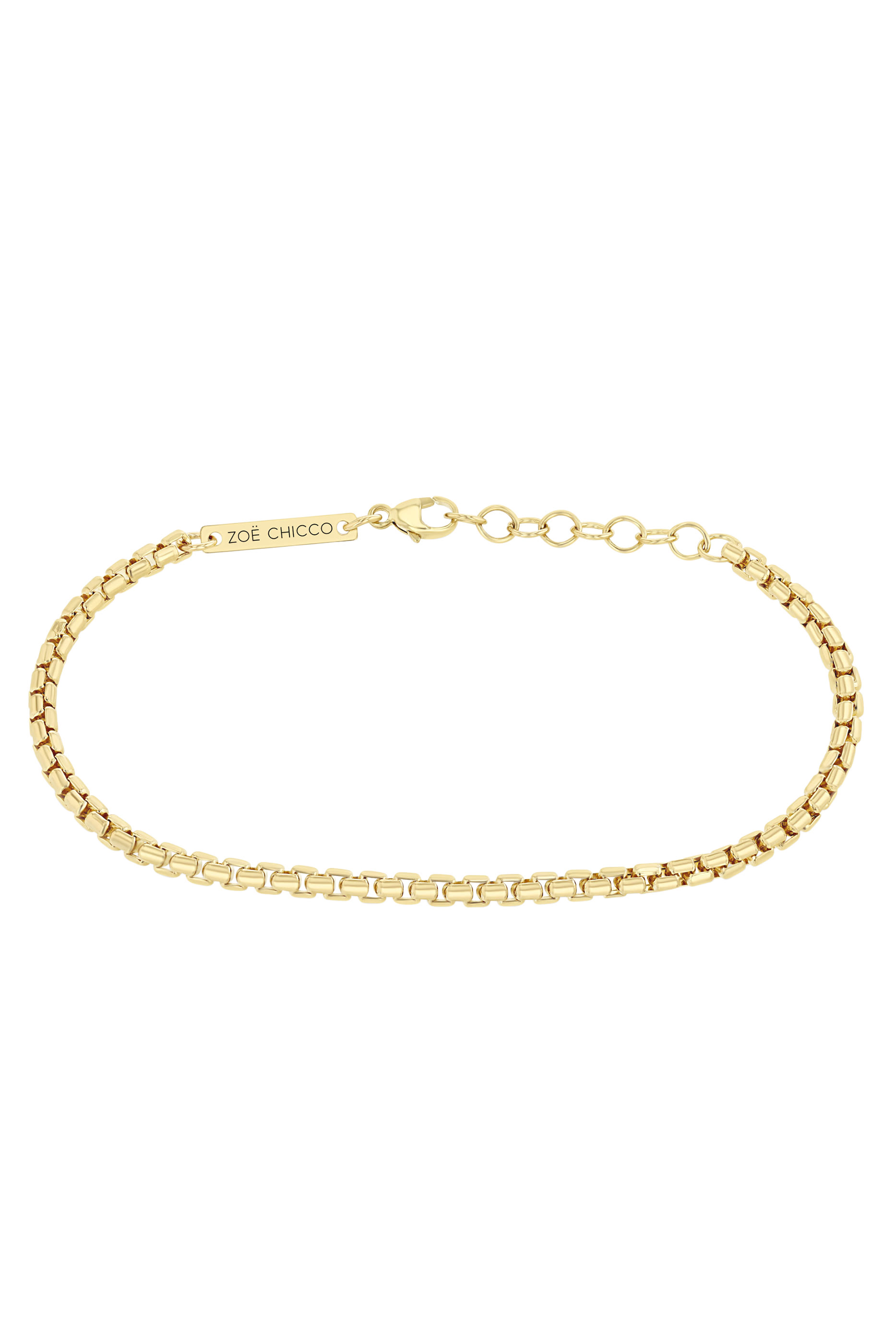 Gold Medium Box Chain Bracelet, 14K Yellow Gold