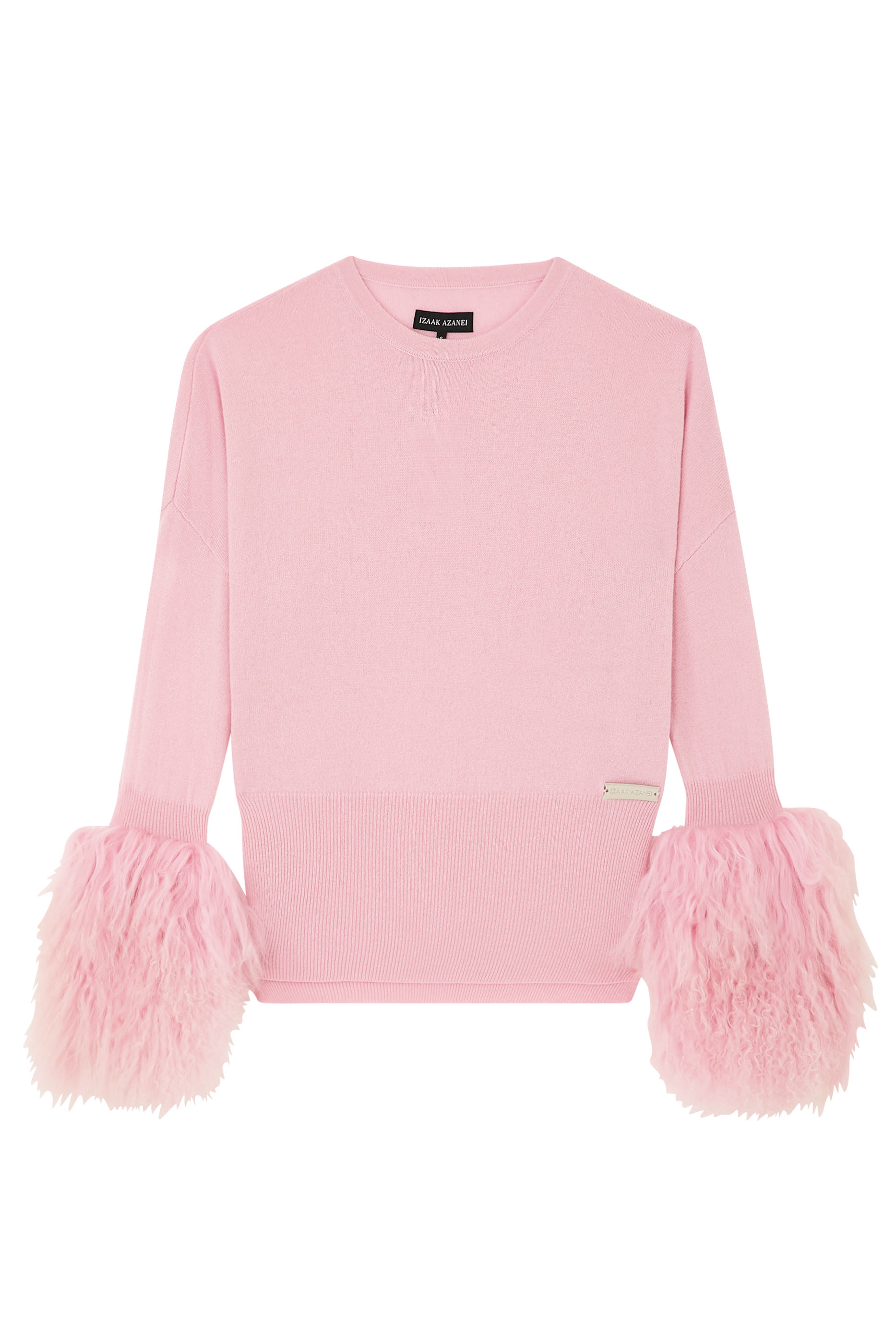 Shearling Cuff Round Neck Sweater