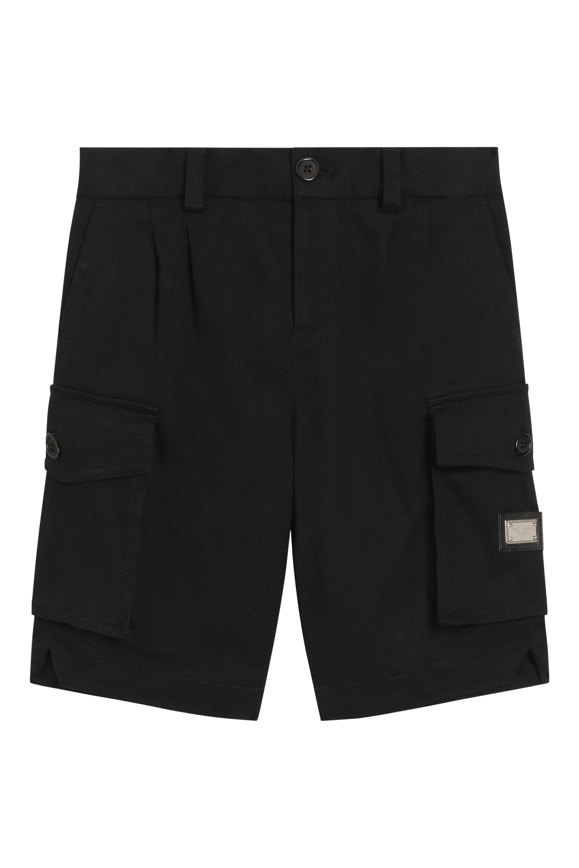 Kids Gabardine Shorts with Logo Tag