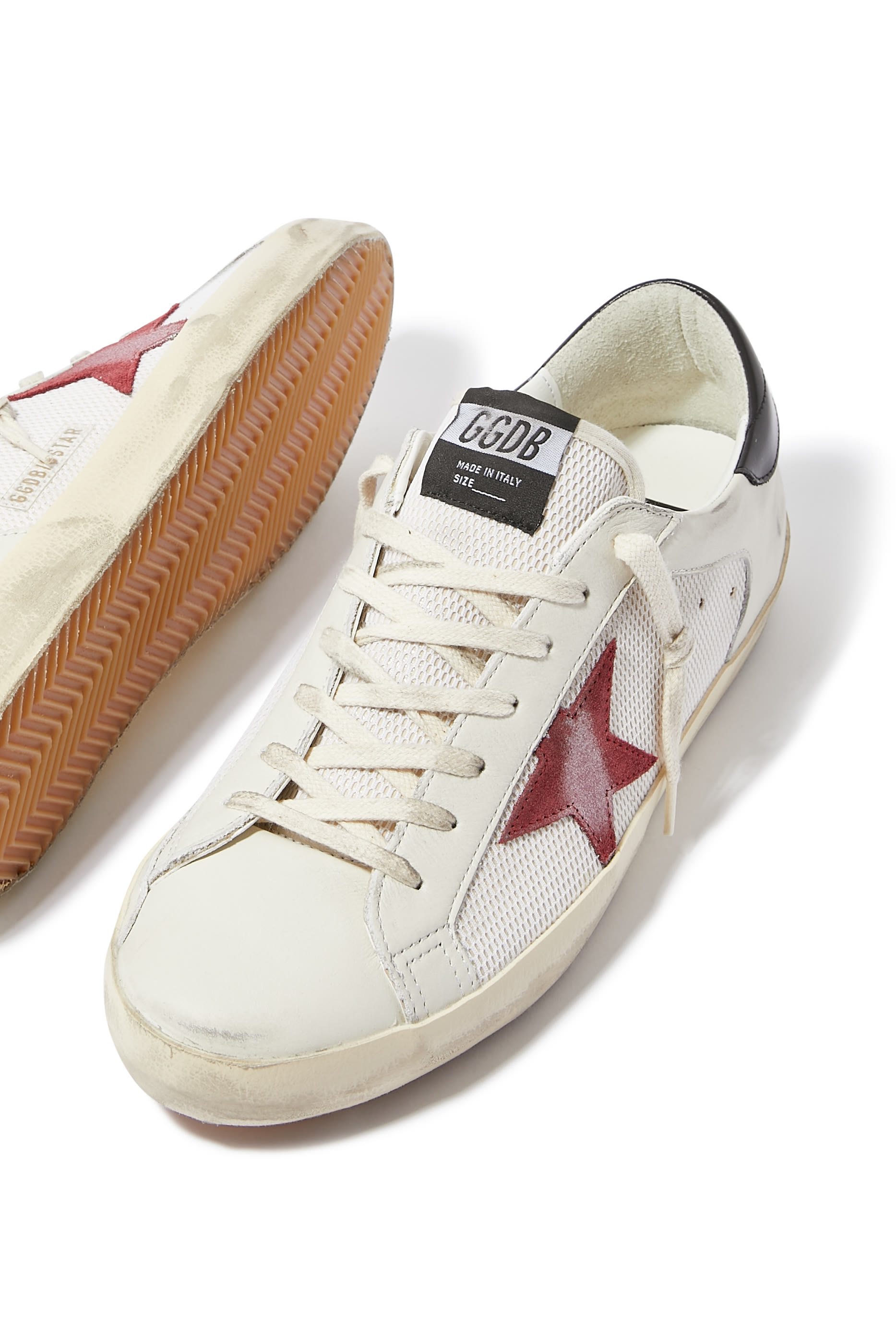 Superstar Distressed Suede-Trimmed Leather Sneakers