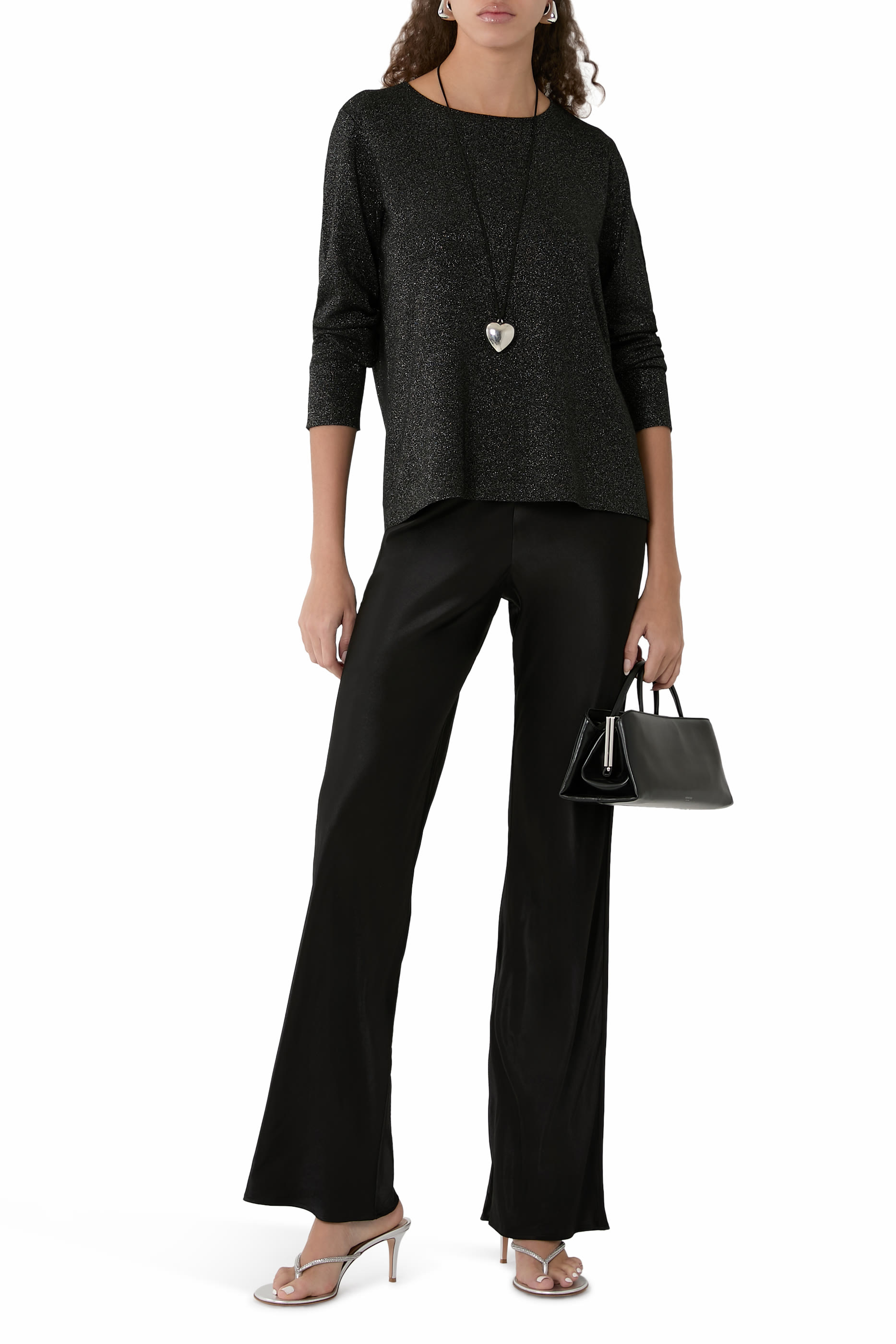 Wool Shimmer Crew Neck Top